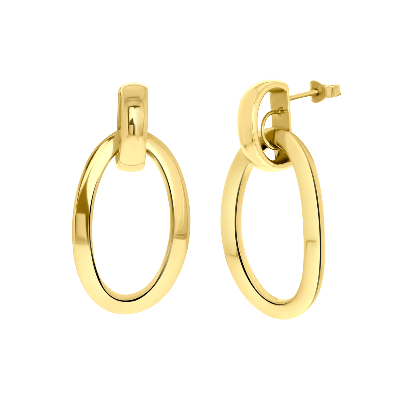 Ohrringe, 585 Gelbgold, 2 ovale Zierelemente