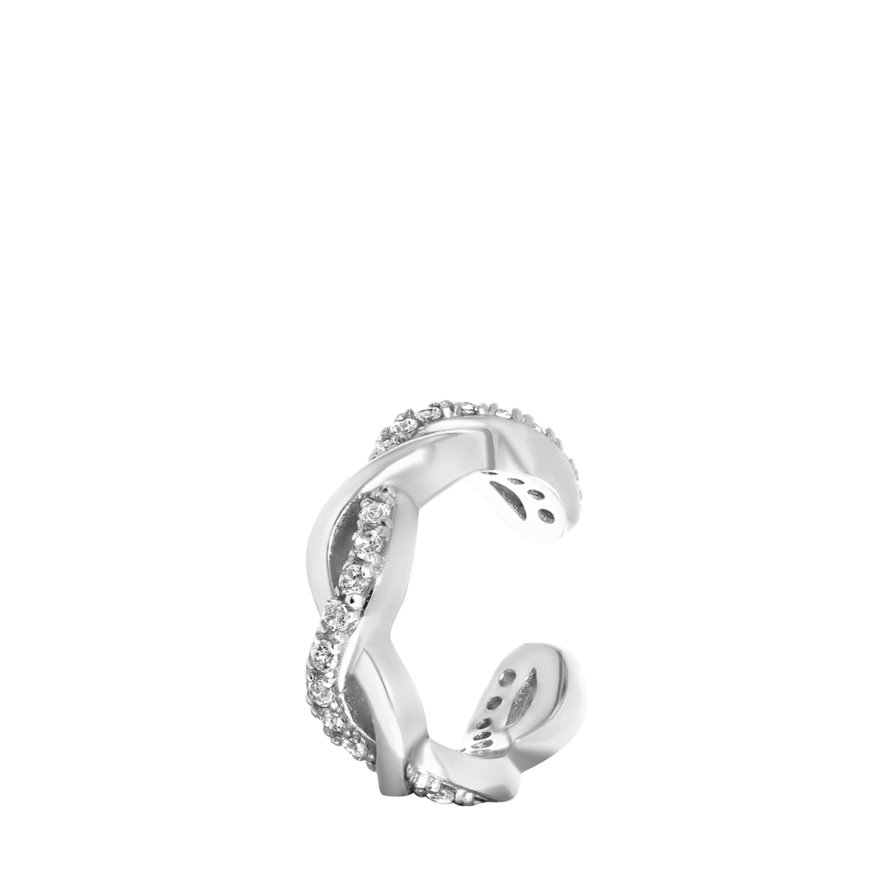 Zilveren earcuff golf zirkonia