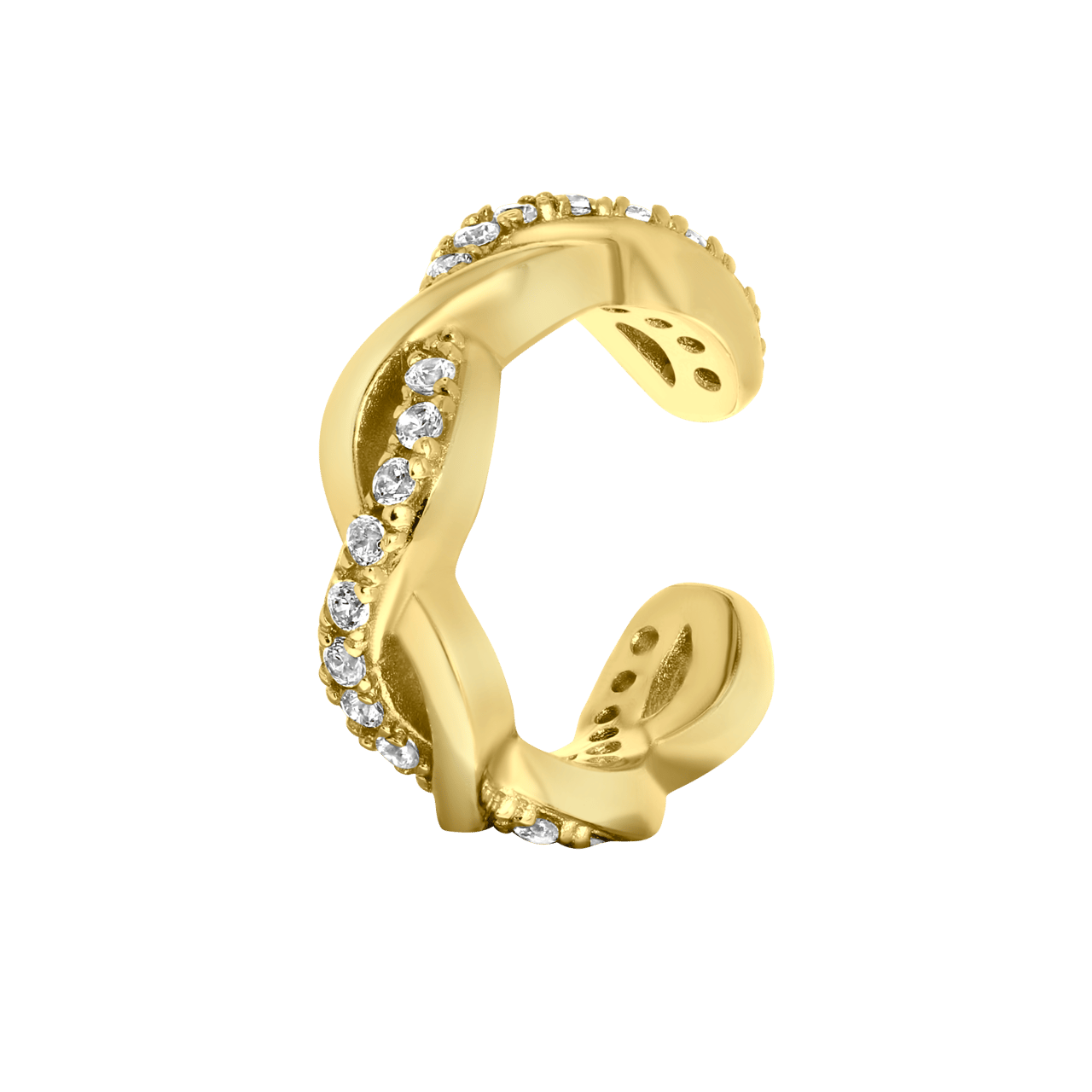 Zilveren goldplated earcuff golf zirkonia