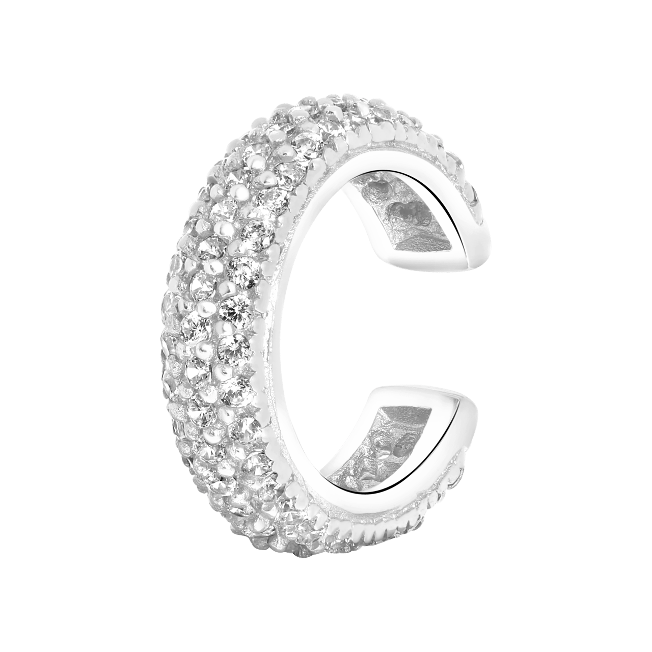 Zilveren earcuff breed zirkonia
