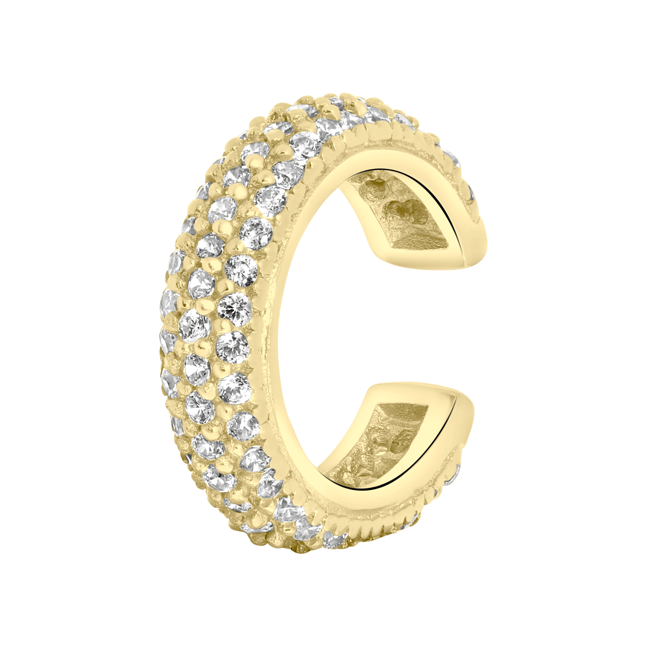 Zilveren goldplated earcuff breed zirkonia