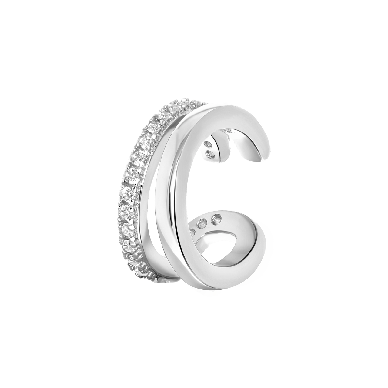 Ohrklemme, 925 Silber, doppelt, Zirkonia