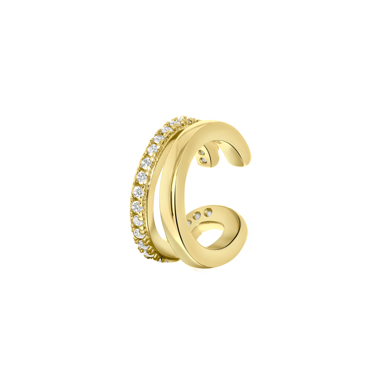 Zilveren goldplated earcuff met zirkonia voor dames