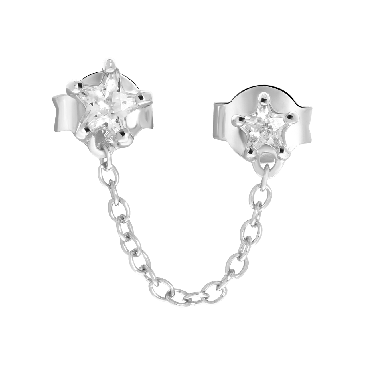 Ohrstecker, 925 Silber, doppelt, Stern, Zirkonia