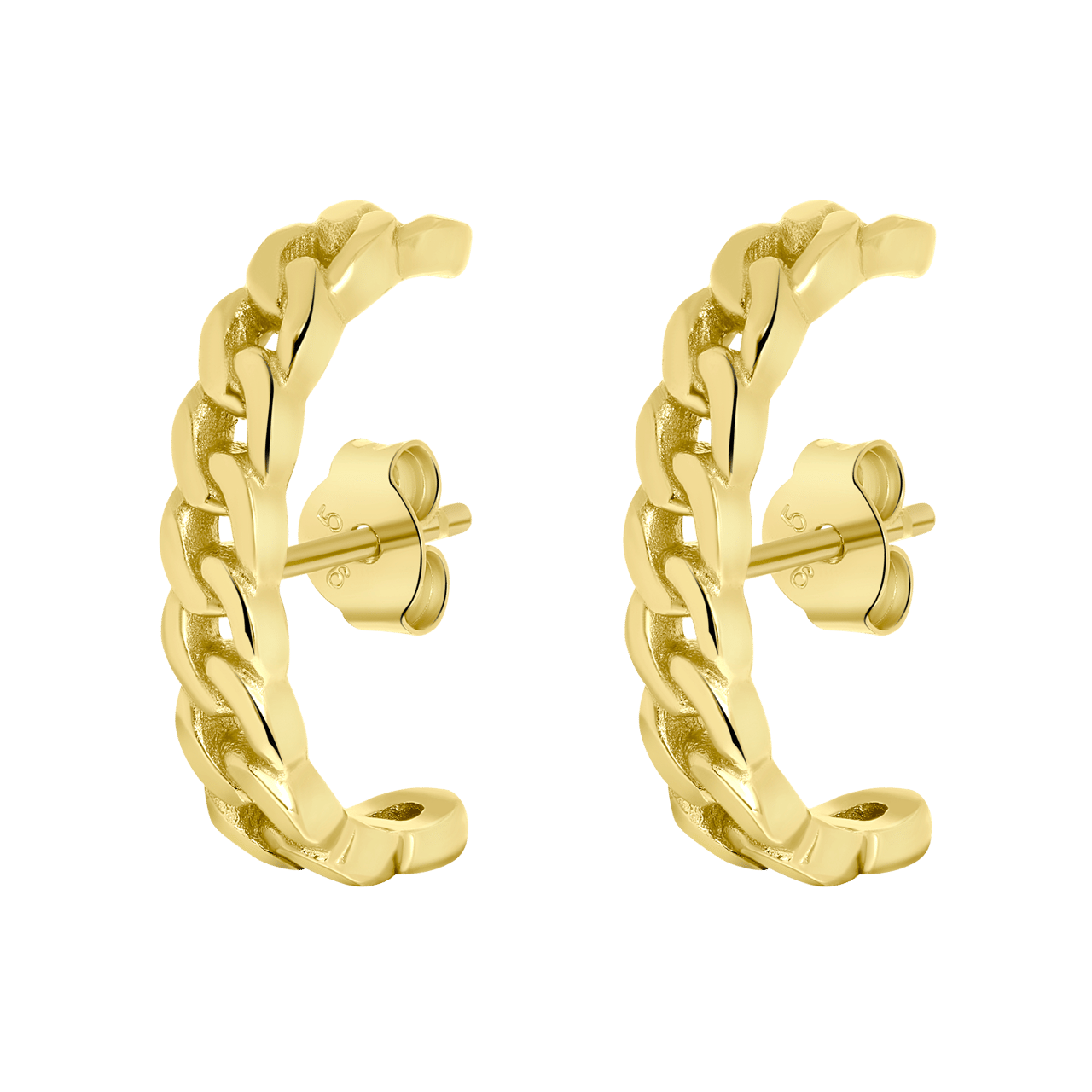 Zilveren goldplated suspender oorbel gourmet