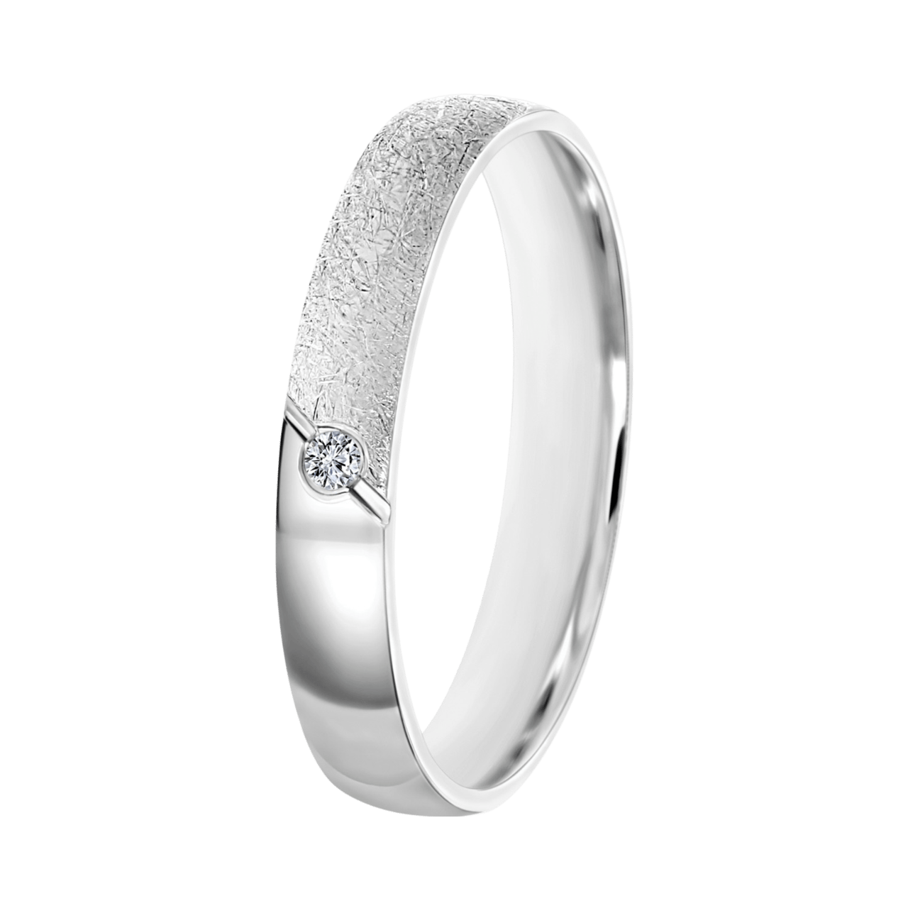 Trauring für Damen, 375 Weißgold, 3 mm, Ella TW 305