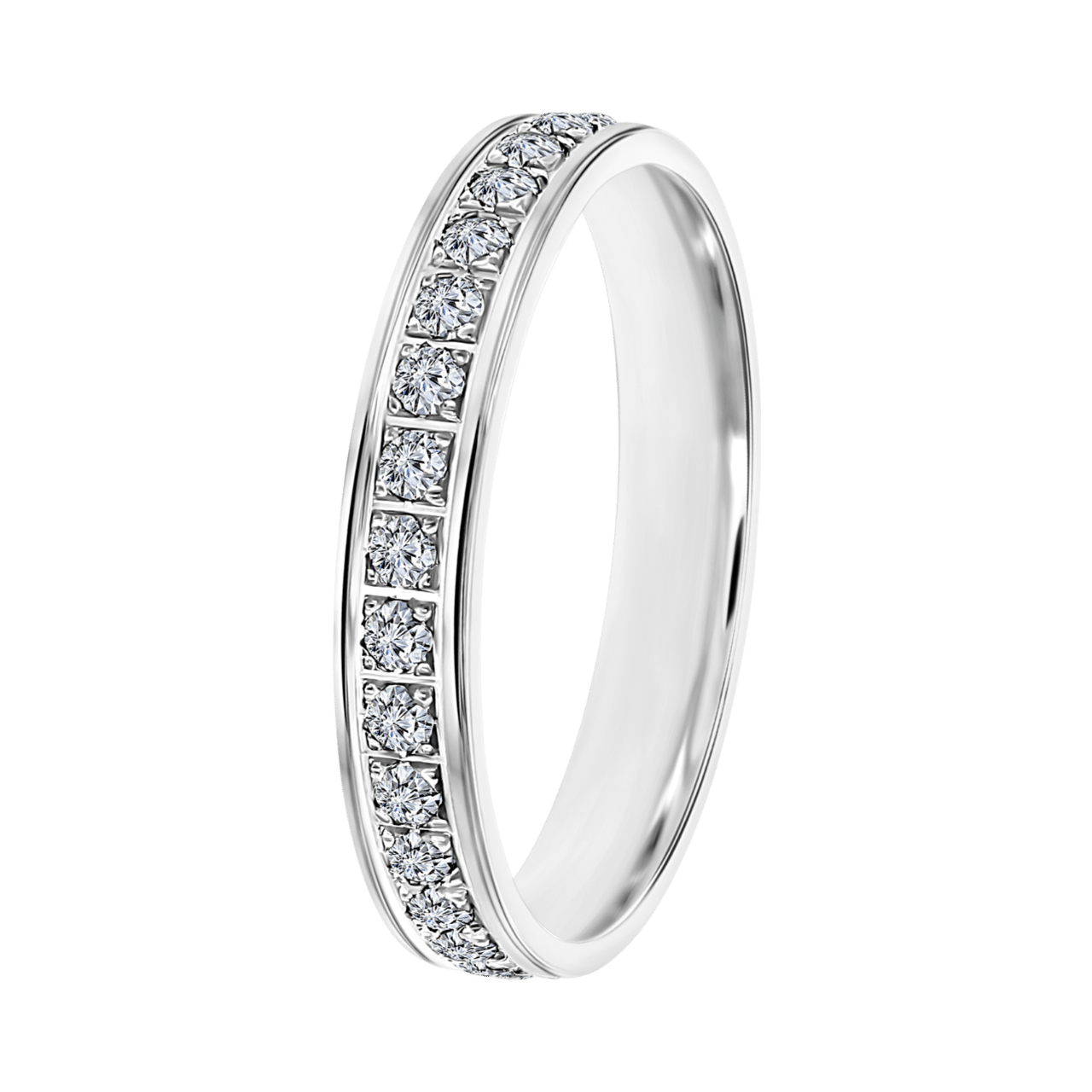 Trauring für Damen, 585 Weißgold, 3 mm, Esra TW 306