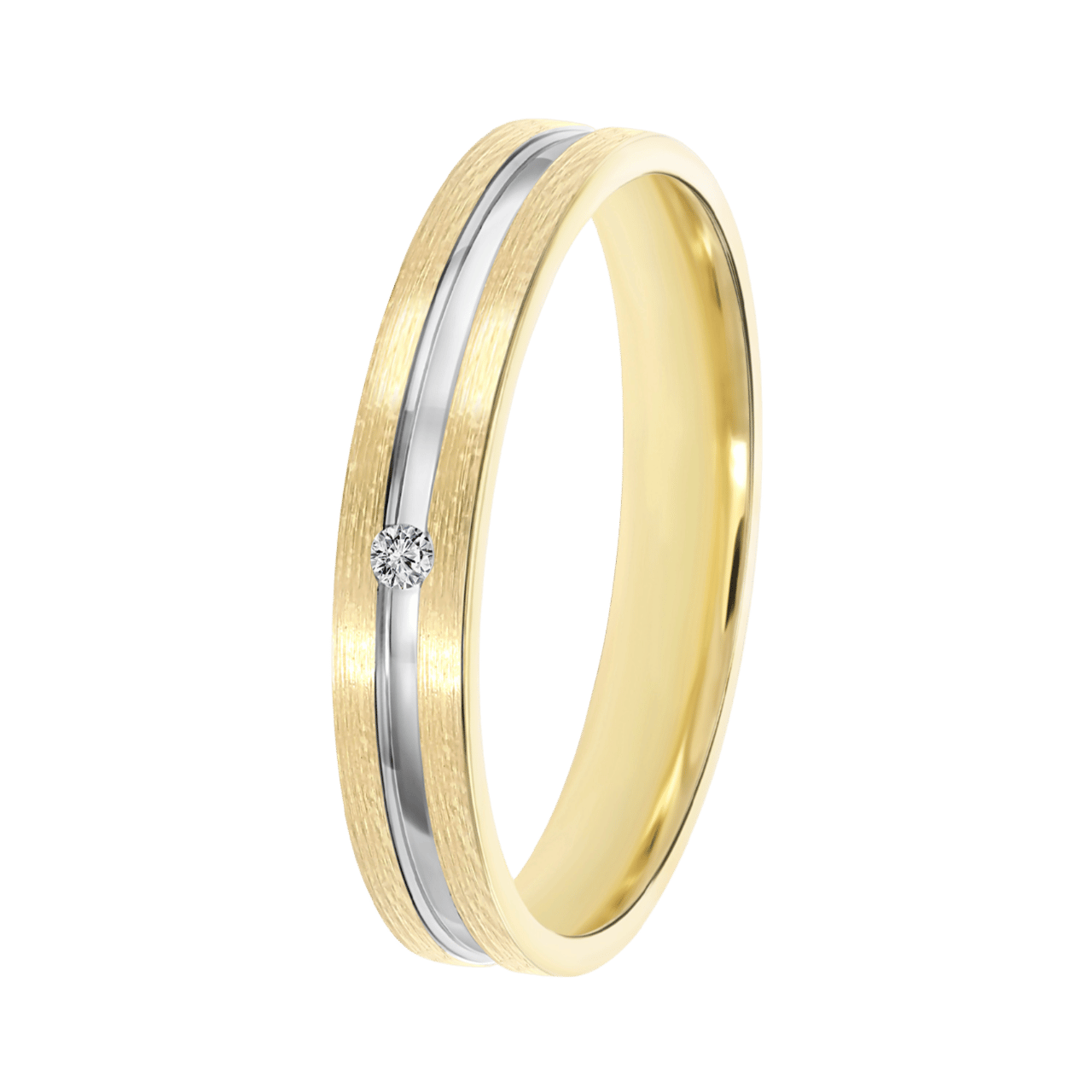 14K bicolor gouden dames trouwring 3mm Lara TW 308