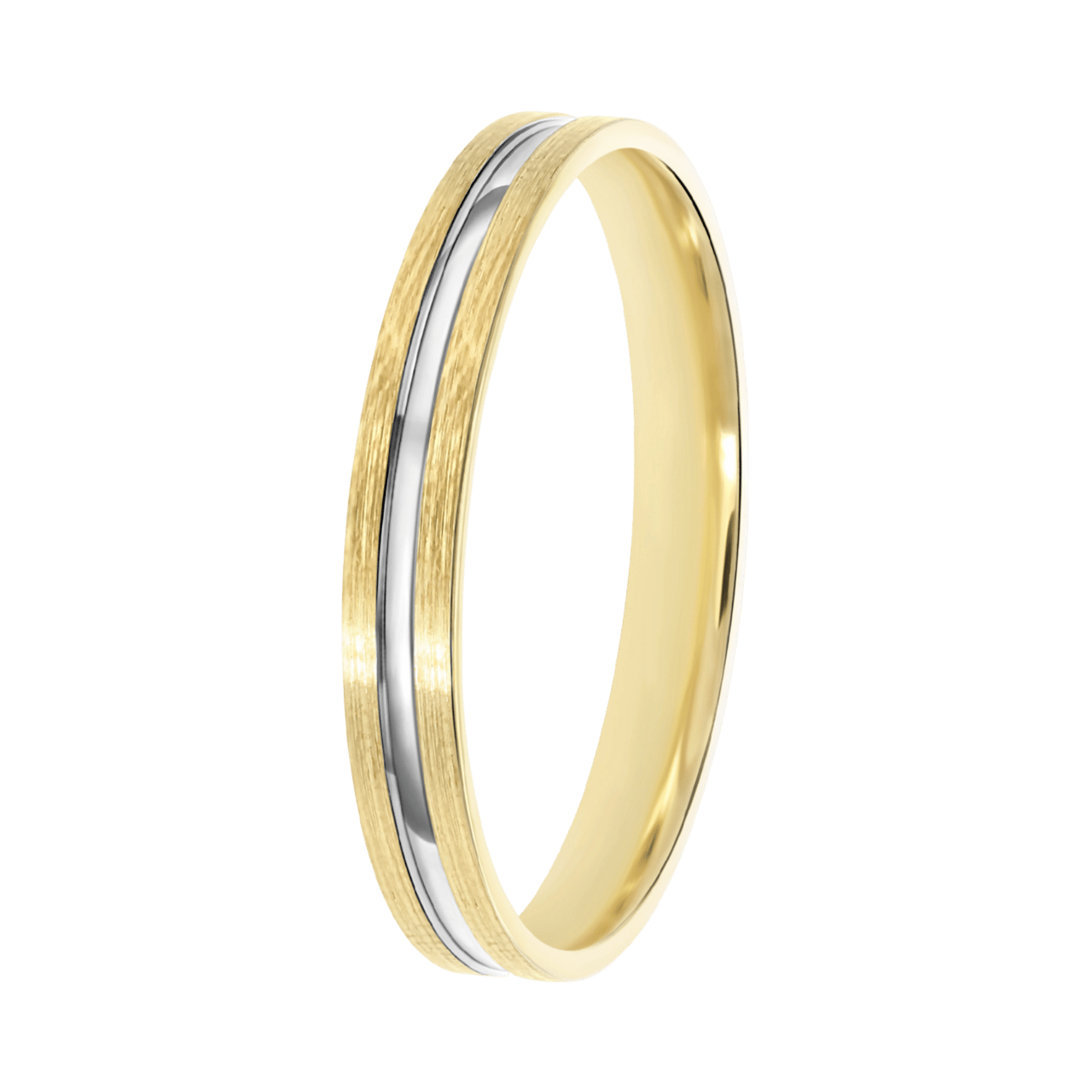 14K bicolor gouden heren trouwring 3mm Lara TW 308