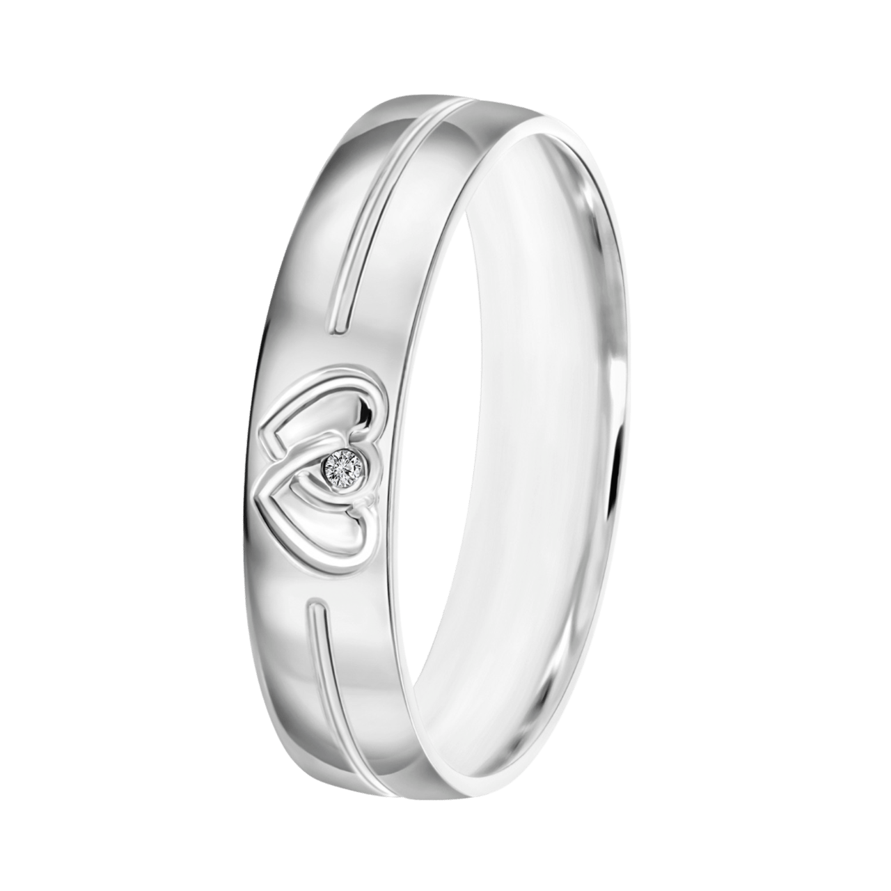 Trauring für Damen, 375 Weißgold, 4 mm, Sara TW 456
