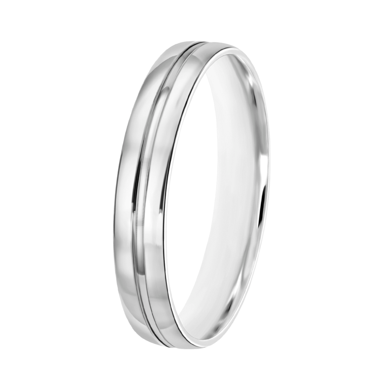 Trauring für Herren, 585 Weißgold, 4 mm, Sara TW 456