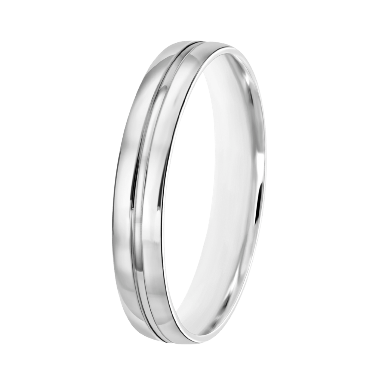 Trauring für Herren, 375 Weißgold, 4 mm, Sara TW 456