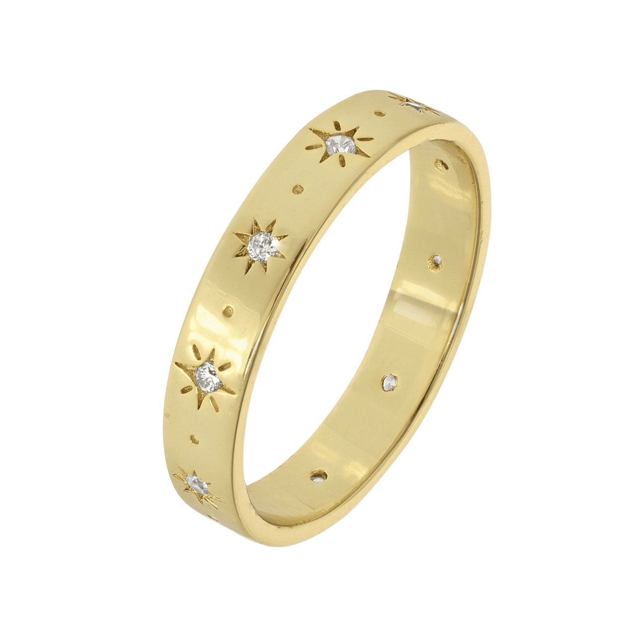 Zilveren goldplated ring galaxy sterren zirkonia