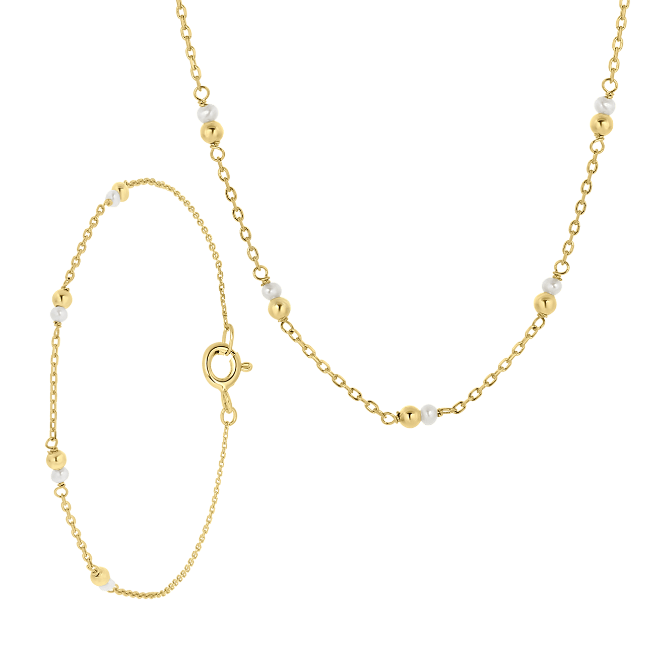Schmuckset, Halskette & Armband, 925 Silber, Süßwasserperle
