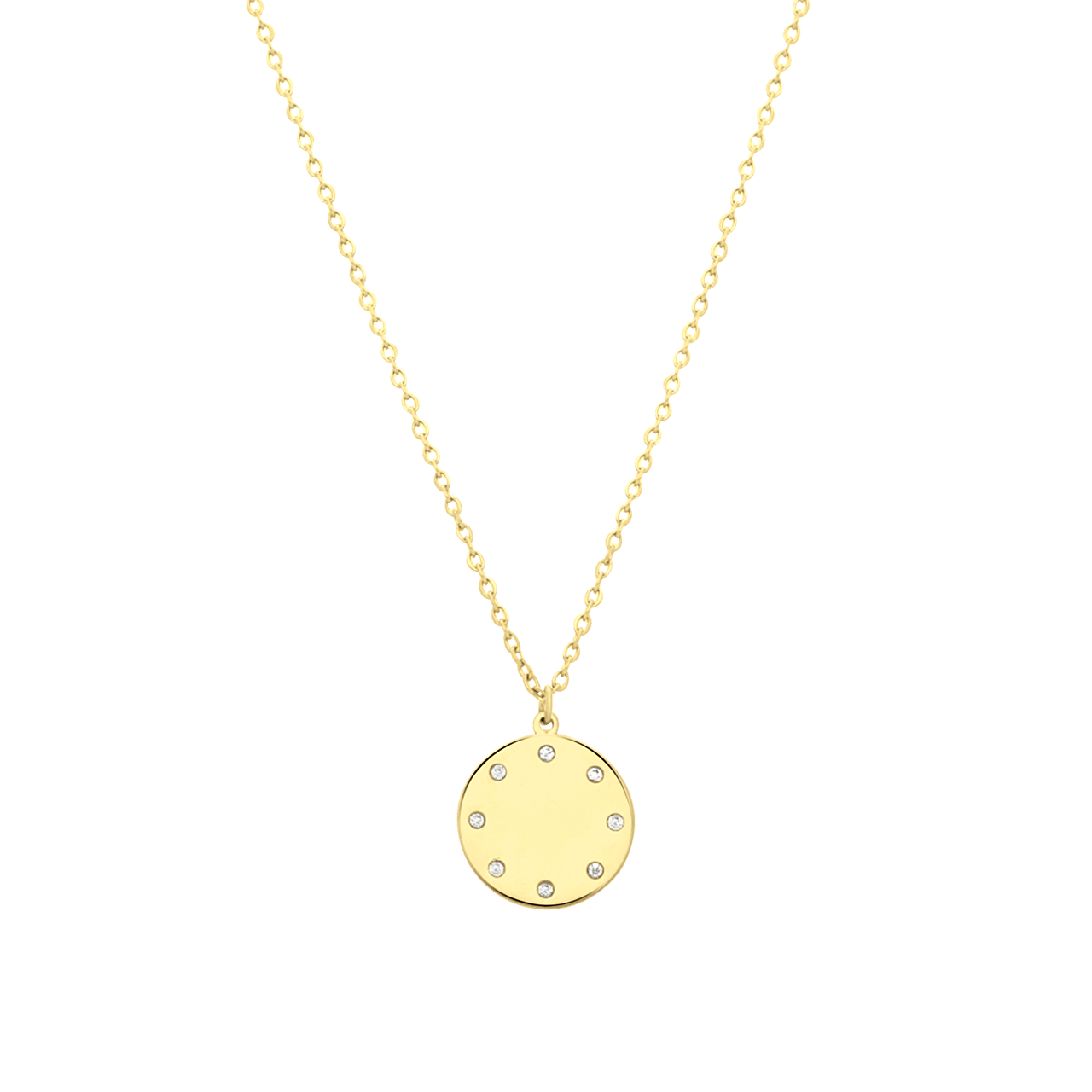 Stainless steel goldplated ketting met hanger disc