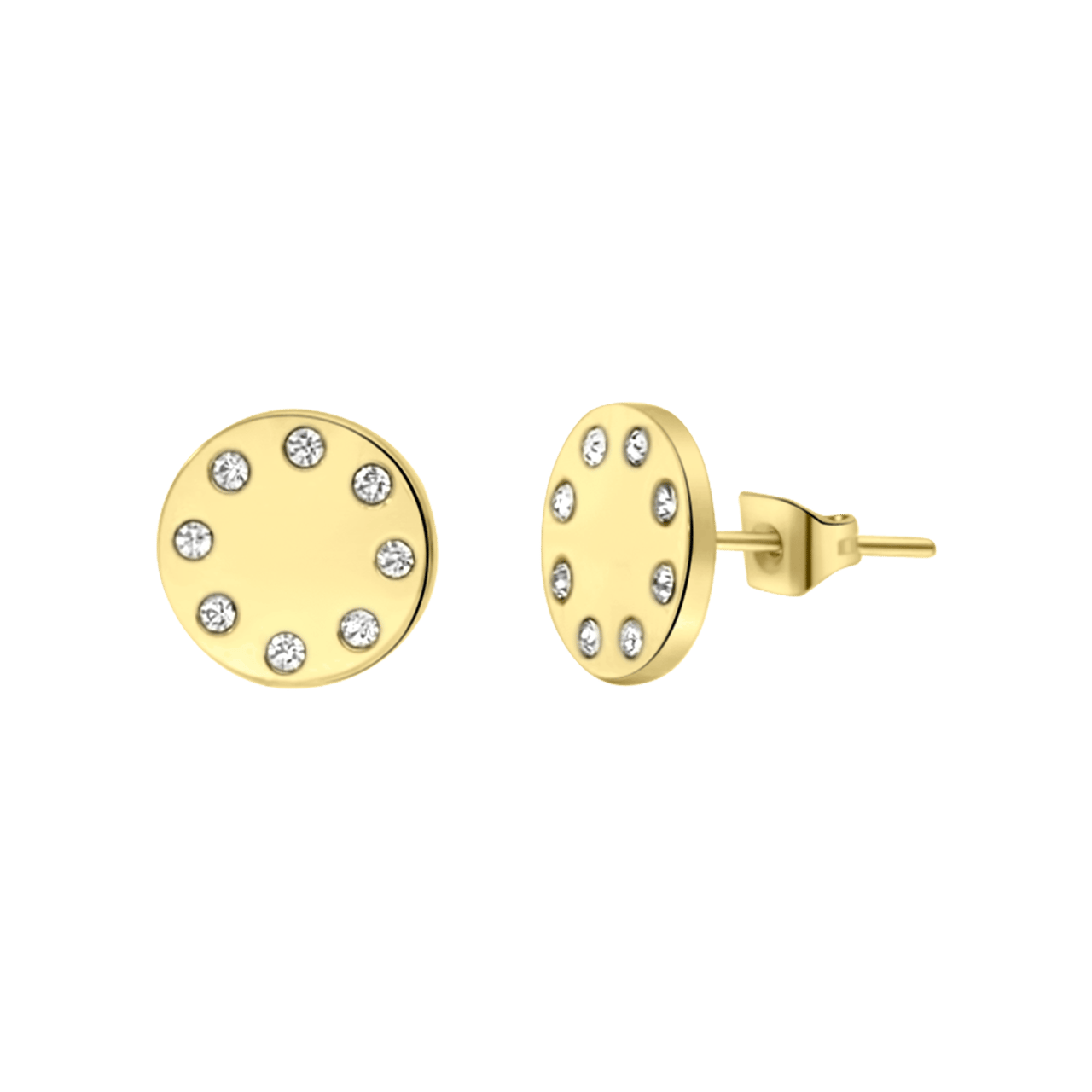 Stainless steel goldplated oorknoppen met hanger disc