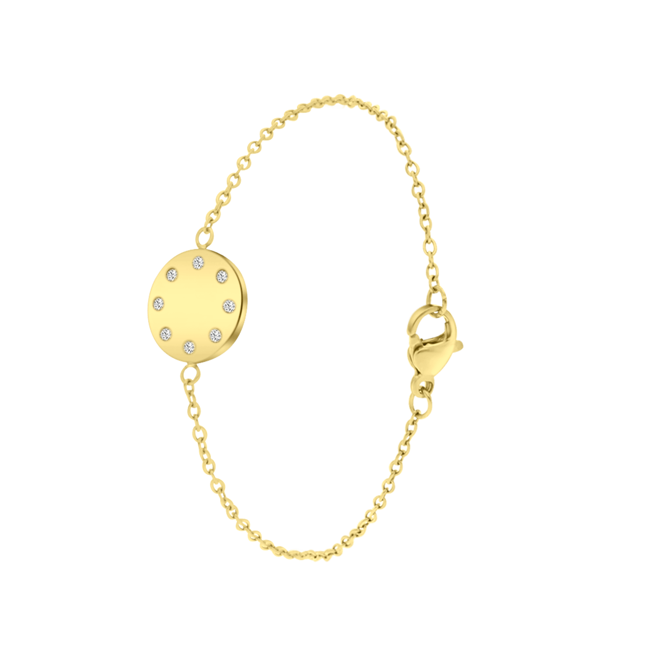 Stainless steel goldplated armband met hanger disc