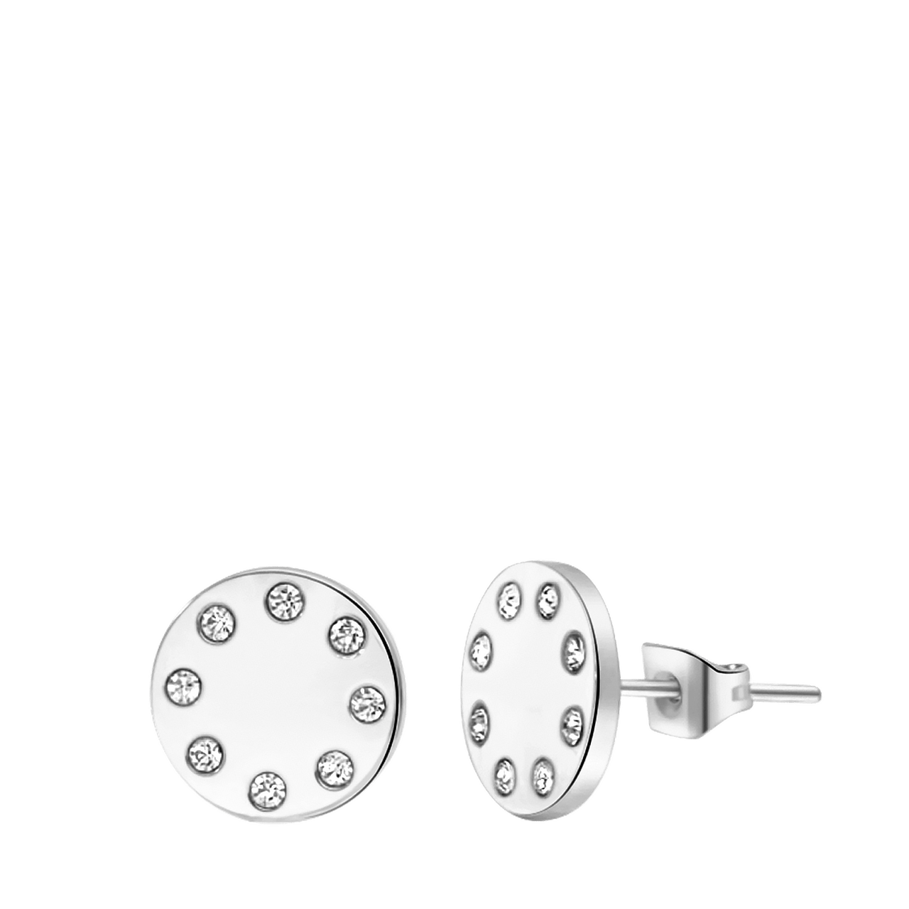 Stalen oorknoppen met hanger disc