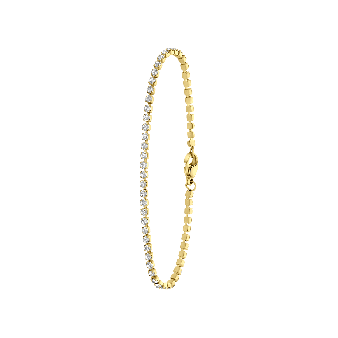 Stainless steel goldplated fantasiearmband met zirkonia voor dames
