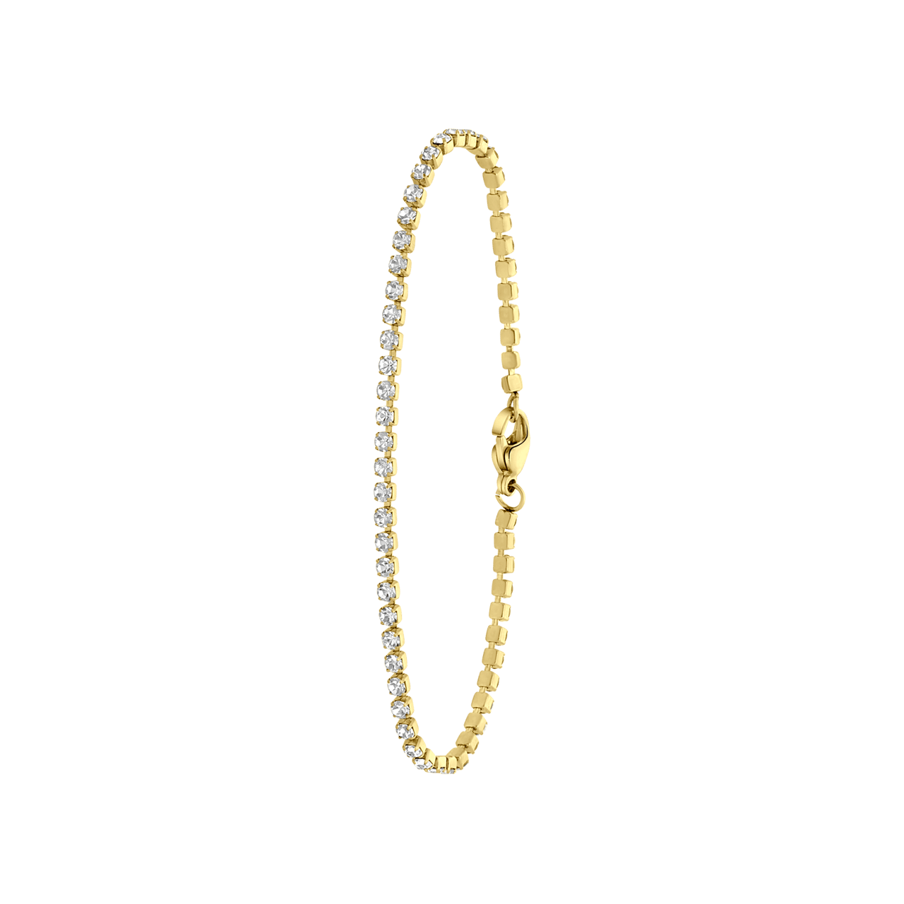 Stalen goldplated fantasiearmband met zirkonia voor dames