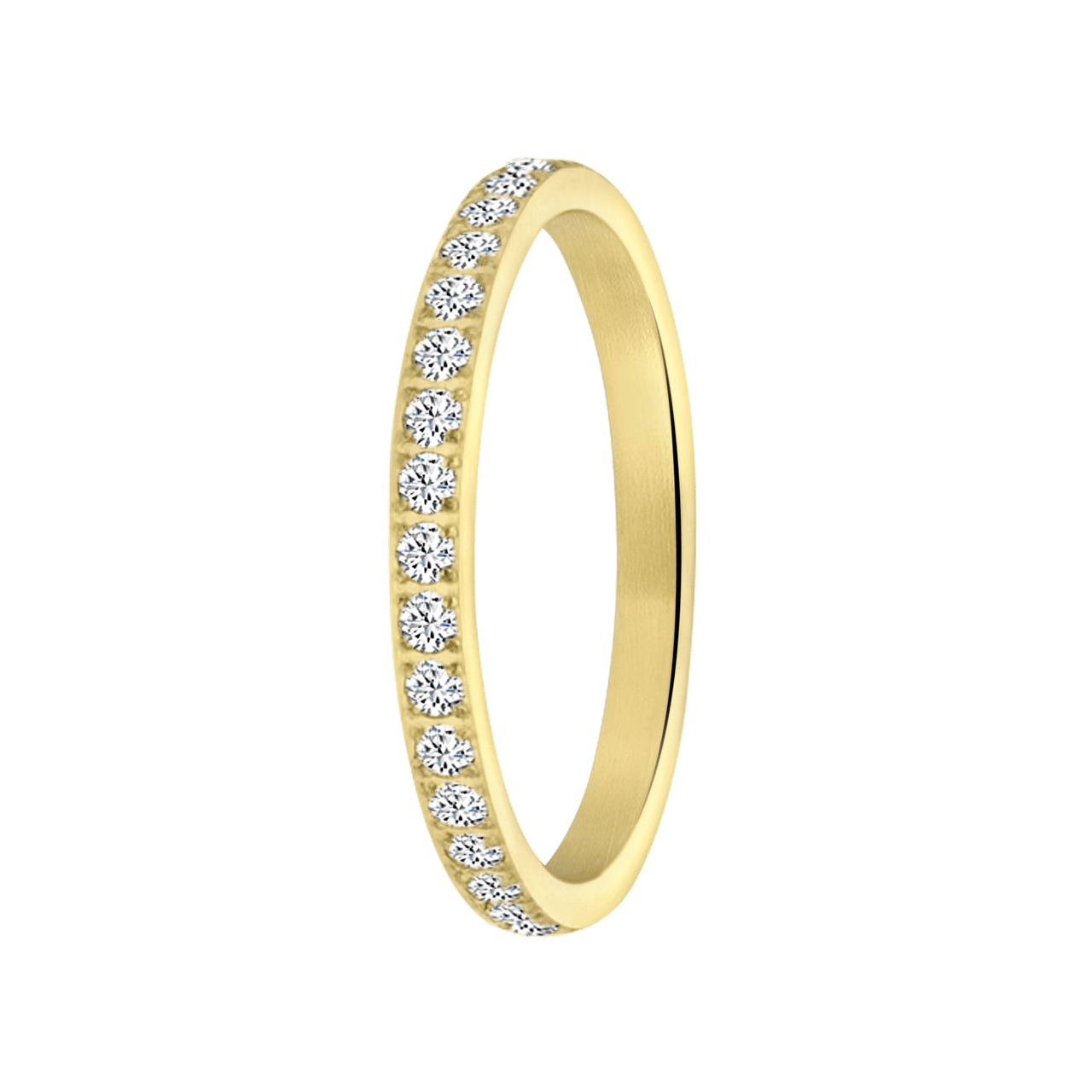 Stainless steel goldplated ring met zirkonia voor dames
