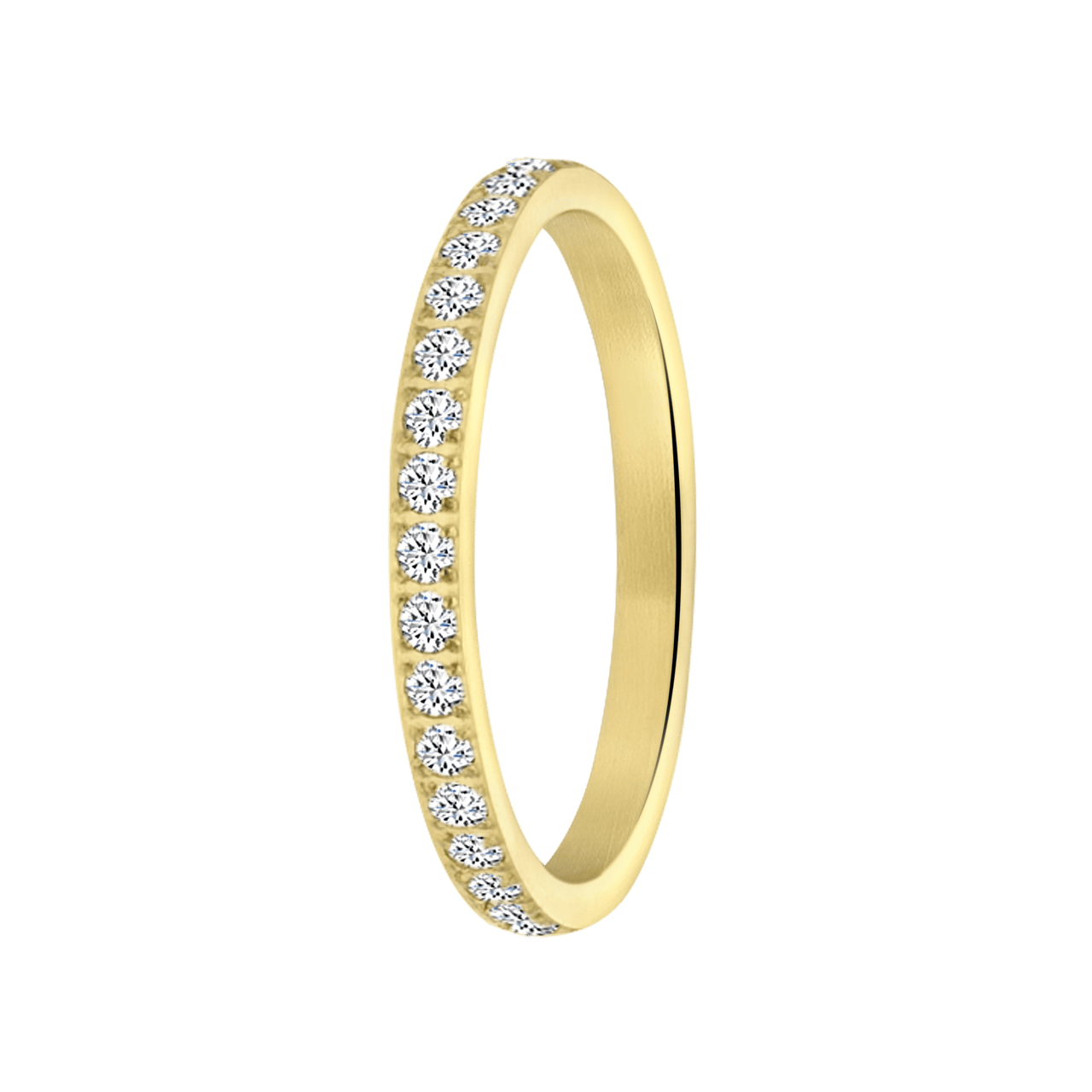 Stalen goldplated ring met zirkonia voor dames