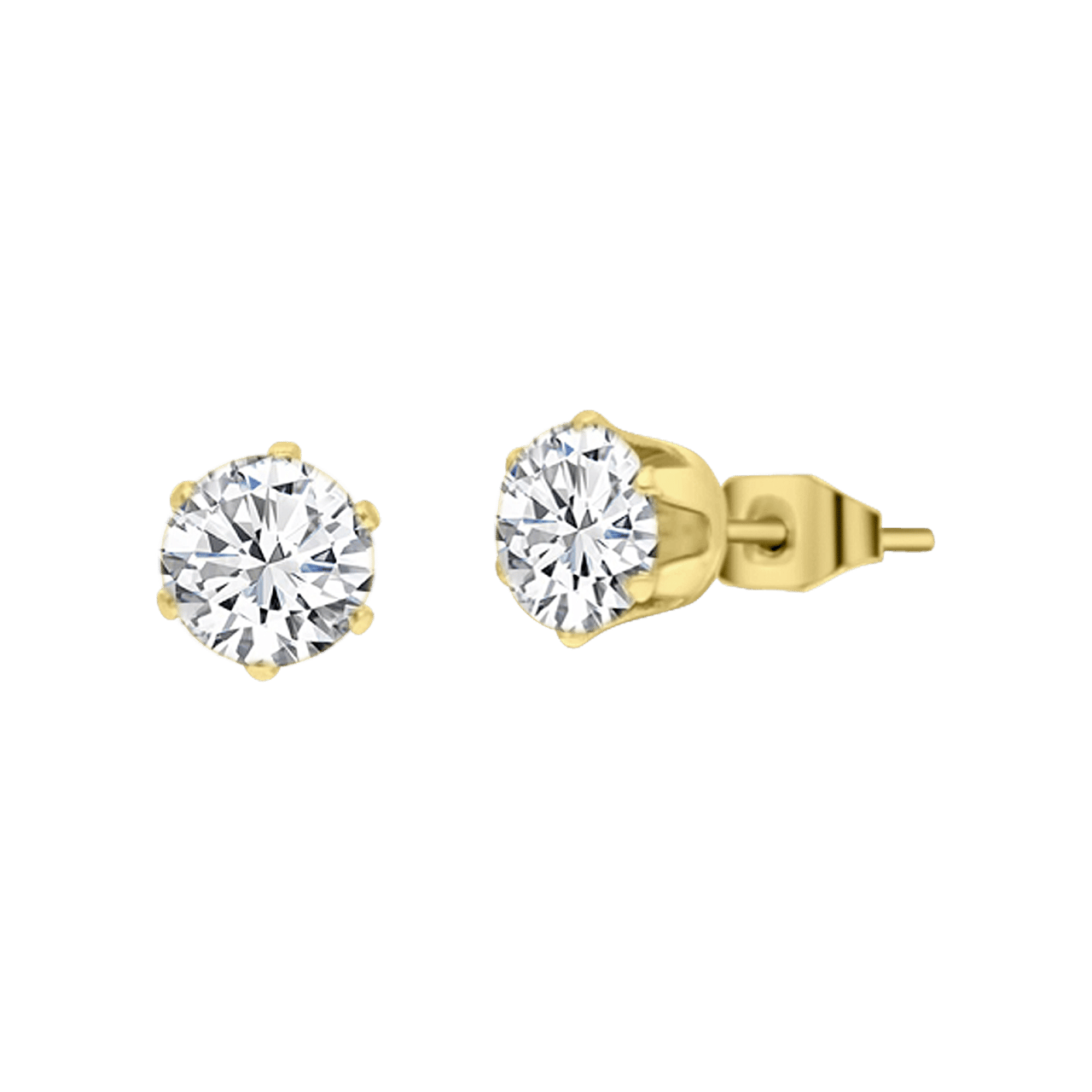 Stainless steel goldplated oorknoppen met zirkonia voor dames