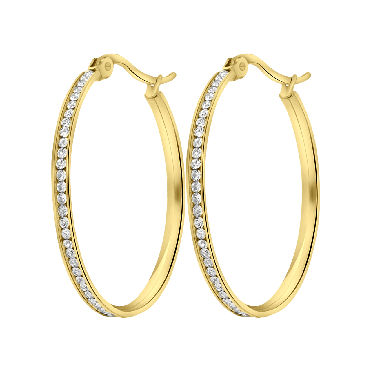Stainless steel goldplated oorringen met stenen