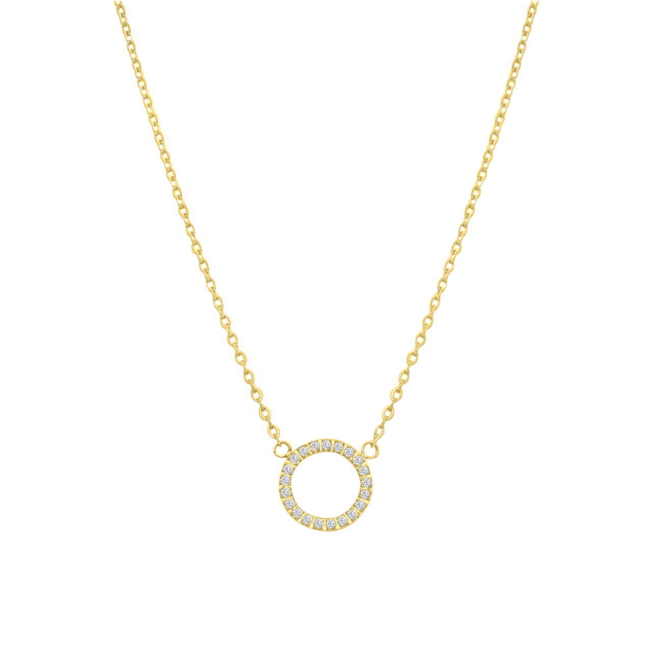 Stainless steel goldplated ketting met hanger met zirkonia voor dames