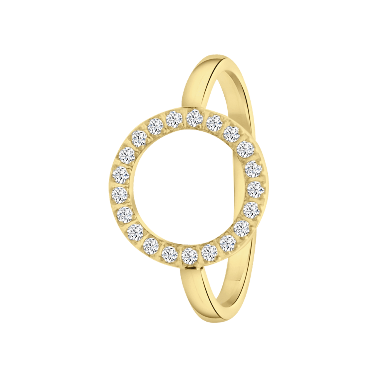 Stalen goldplated ring met zirkonia voor dames