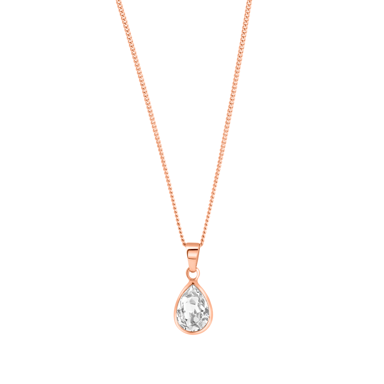 Zilveren roseplated ketting hanger druppel kristal voor dames