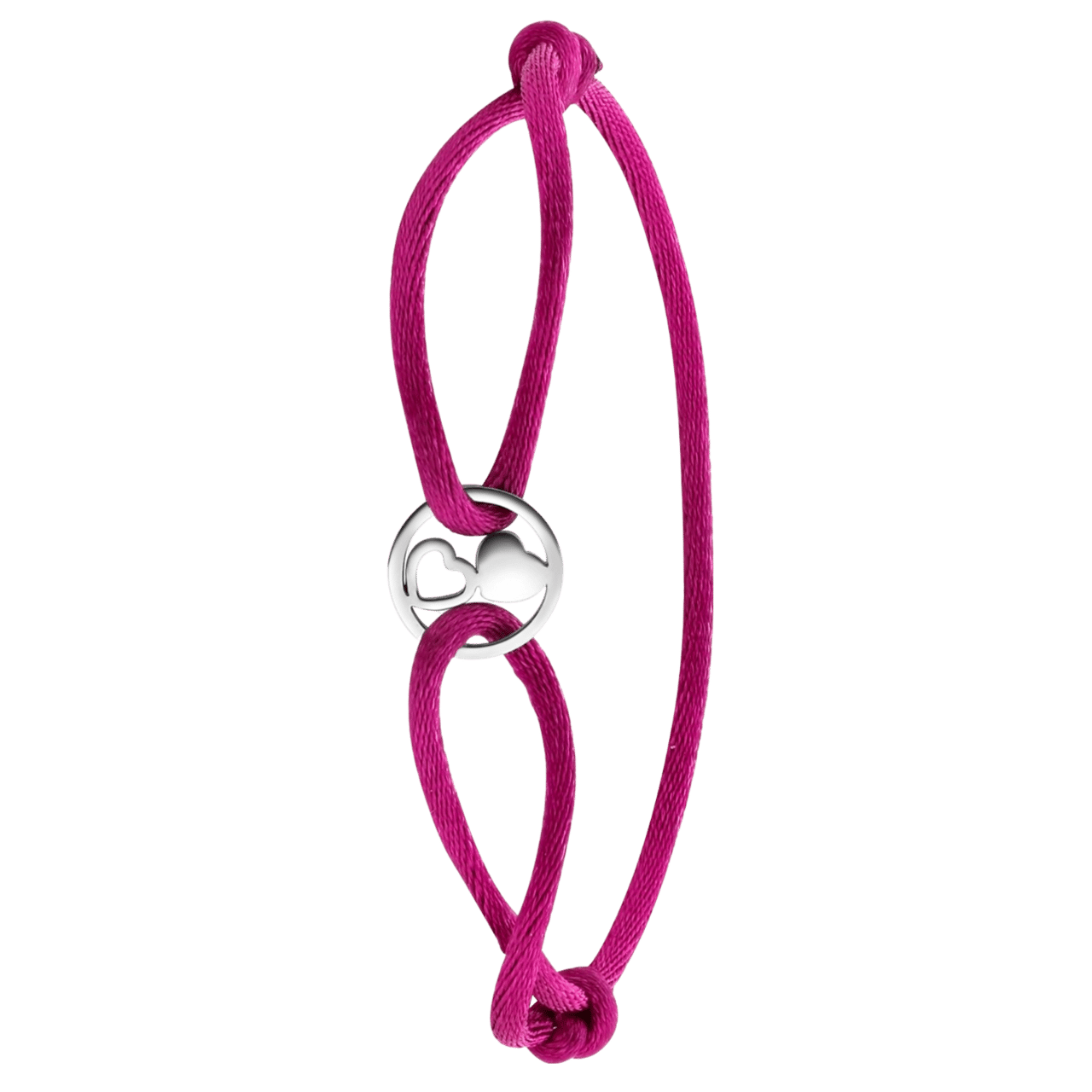 Kordelarmband, Edelstahl, Satin, Herzchen