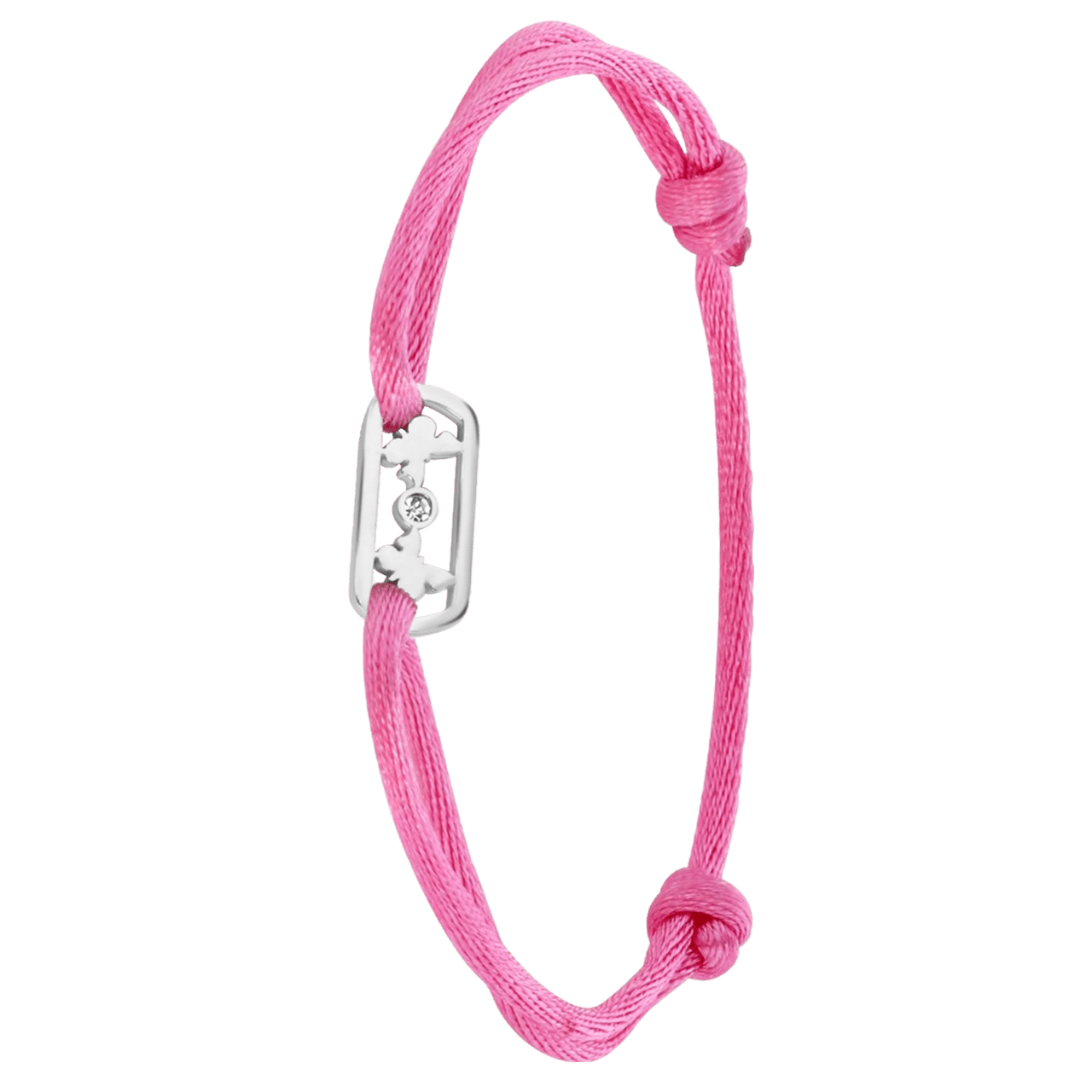 Kordelarmband, Edelstahl, Satin, Schmetterlinge