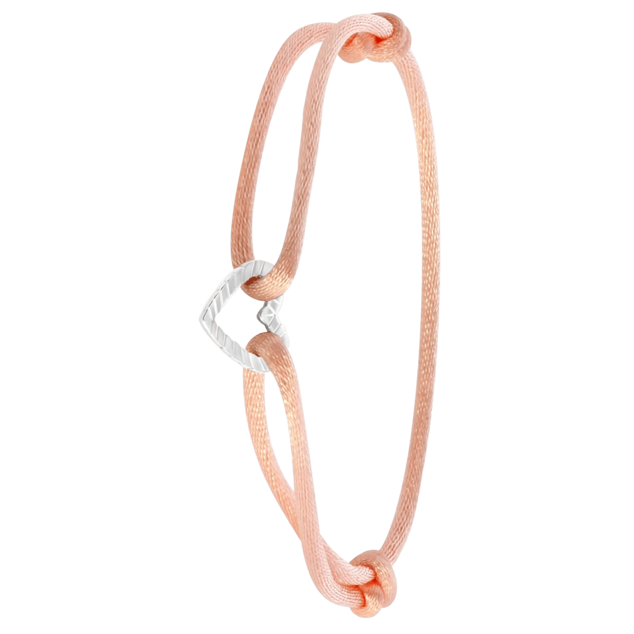 Stainless steel satijnen koordarmband open hart