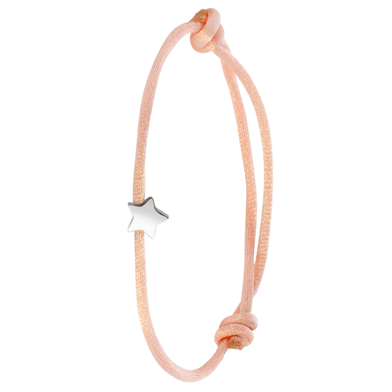 Stainless steel satijnen koordarmband ster