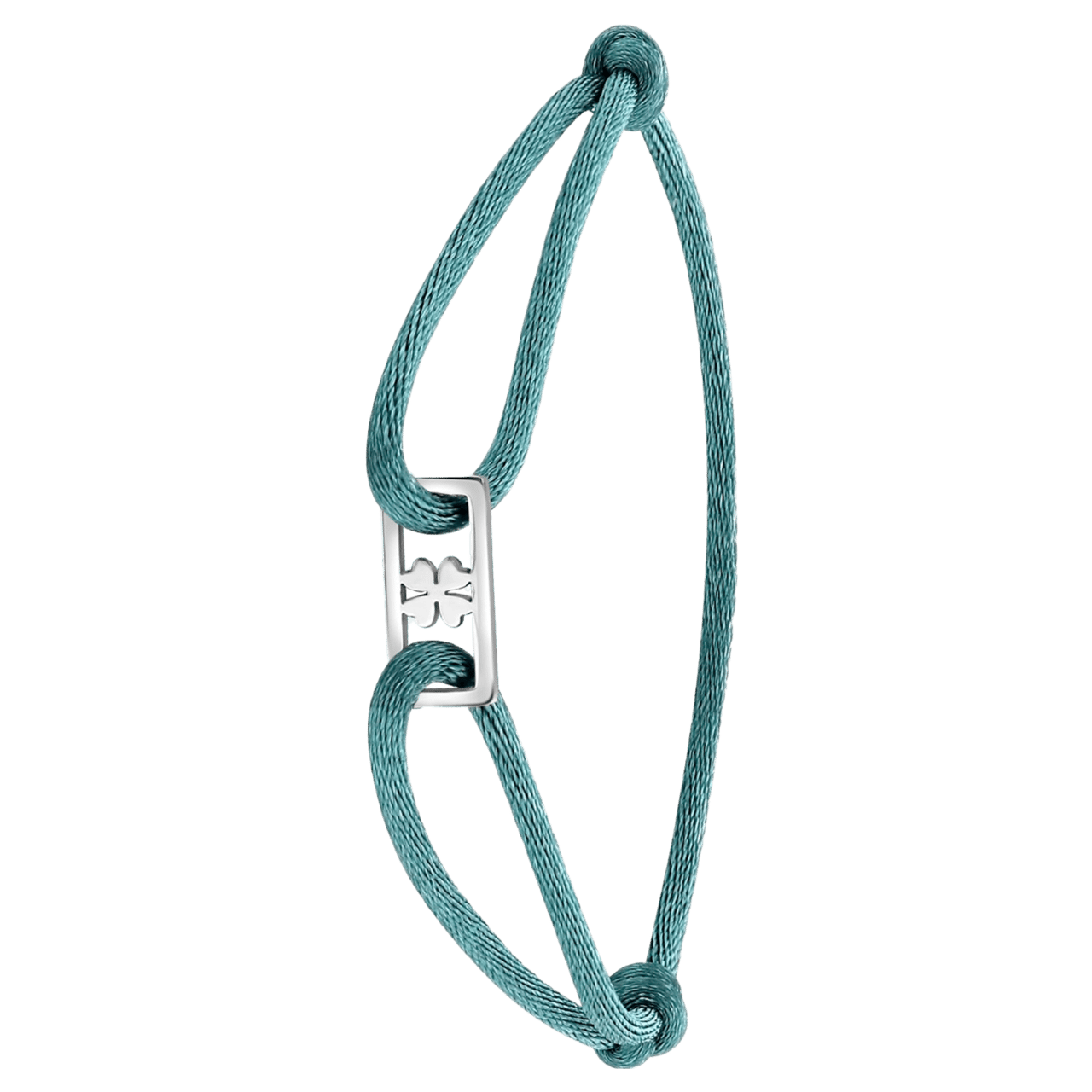 Kordelarmband, Edelstahl, Satin, Kleeblatt