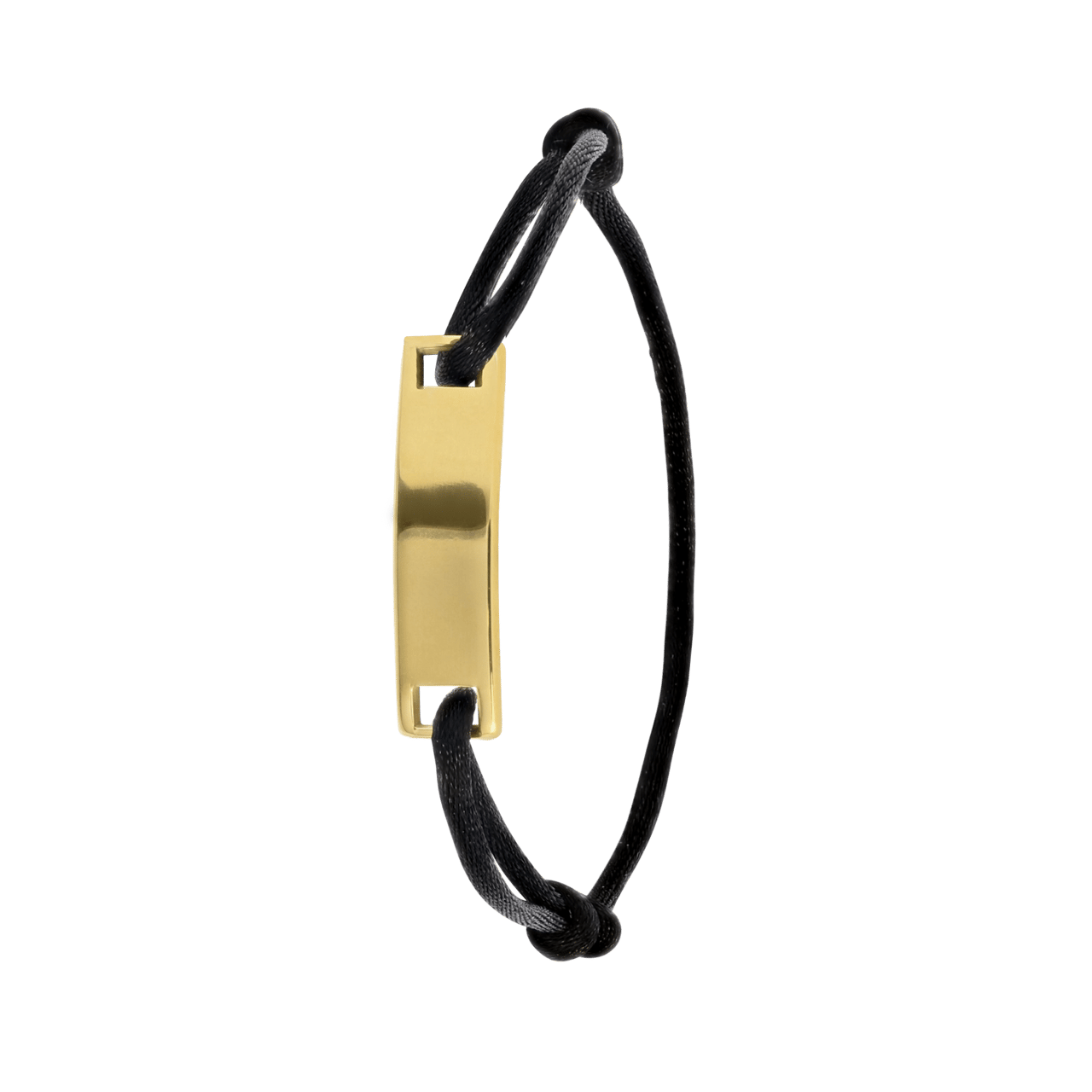 Stalen goldplated satijnen koordarmband plaat