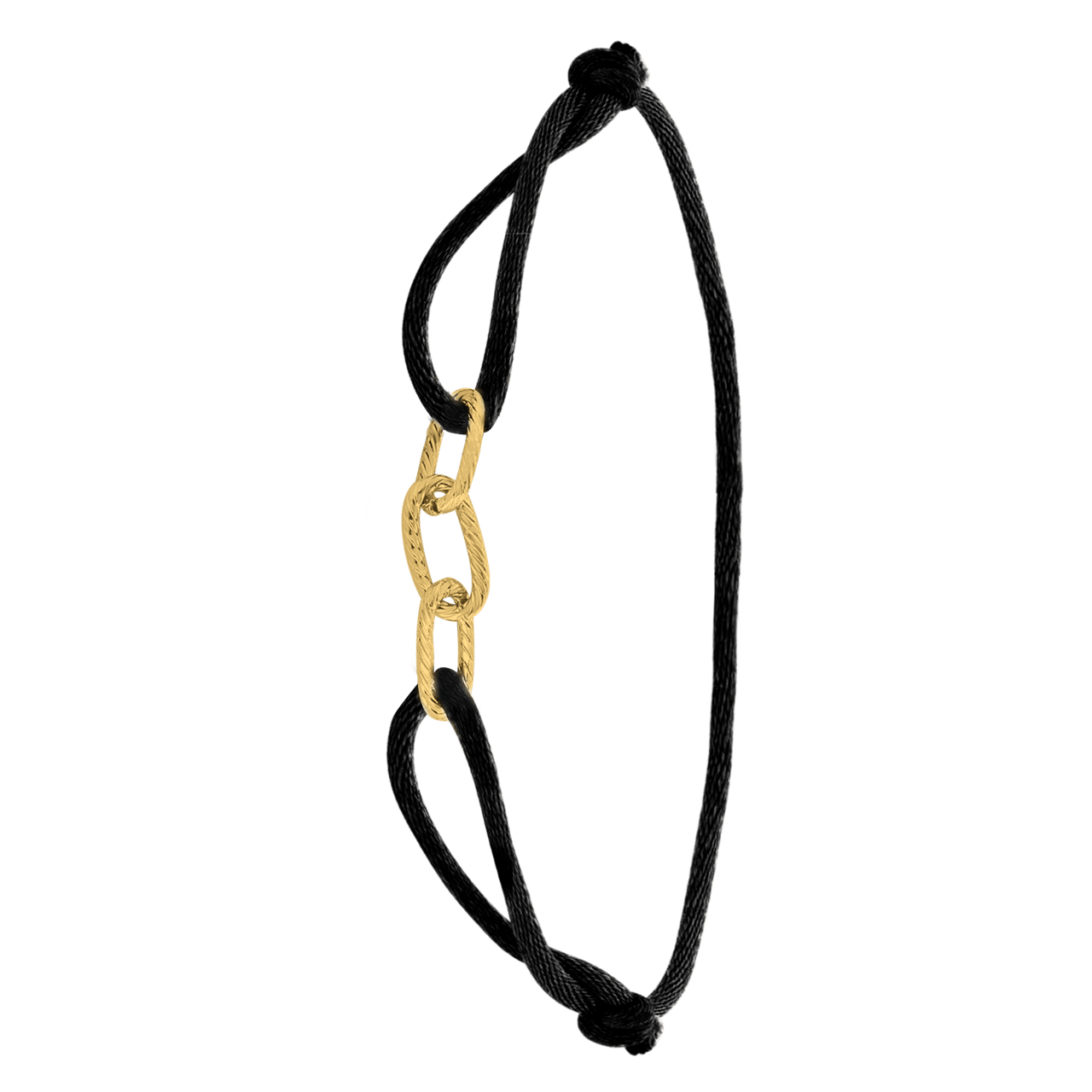 Kordelarmband, Edelstahl, Satin, Zierglieder