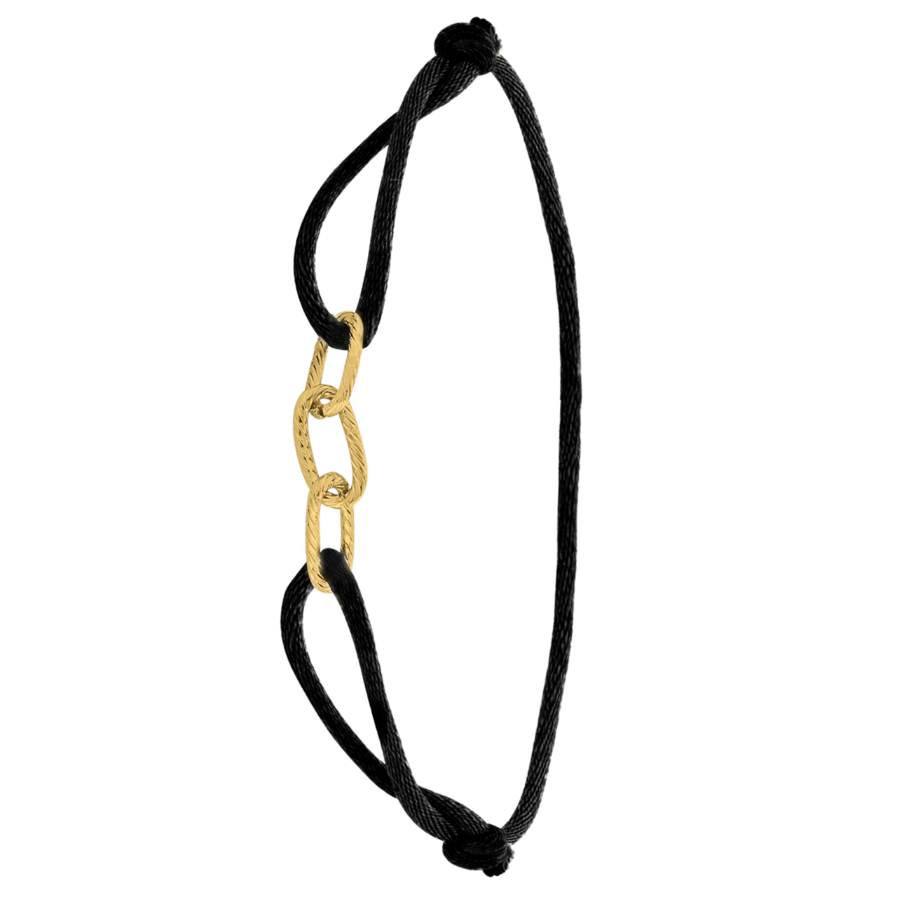 Stalen goldplated satijnen koordarmband schakel