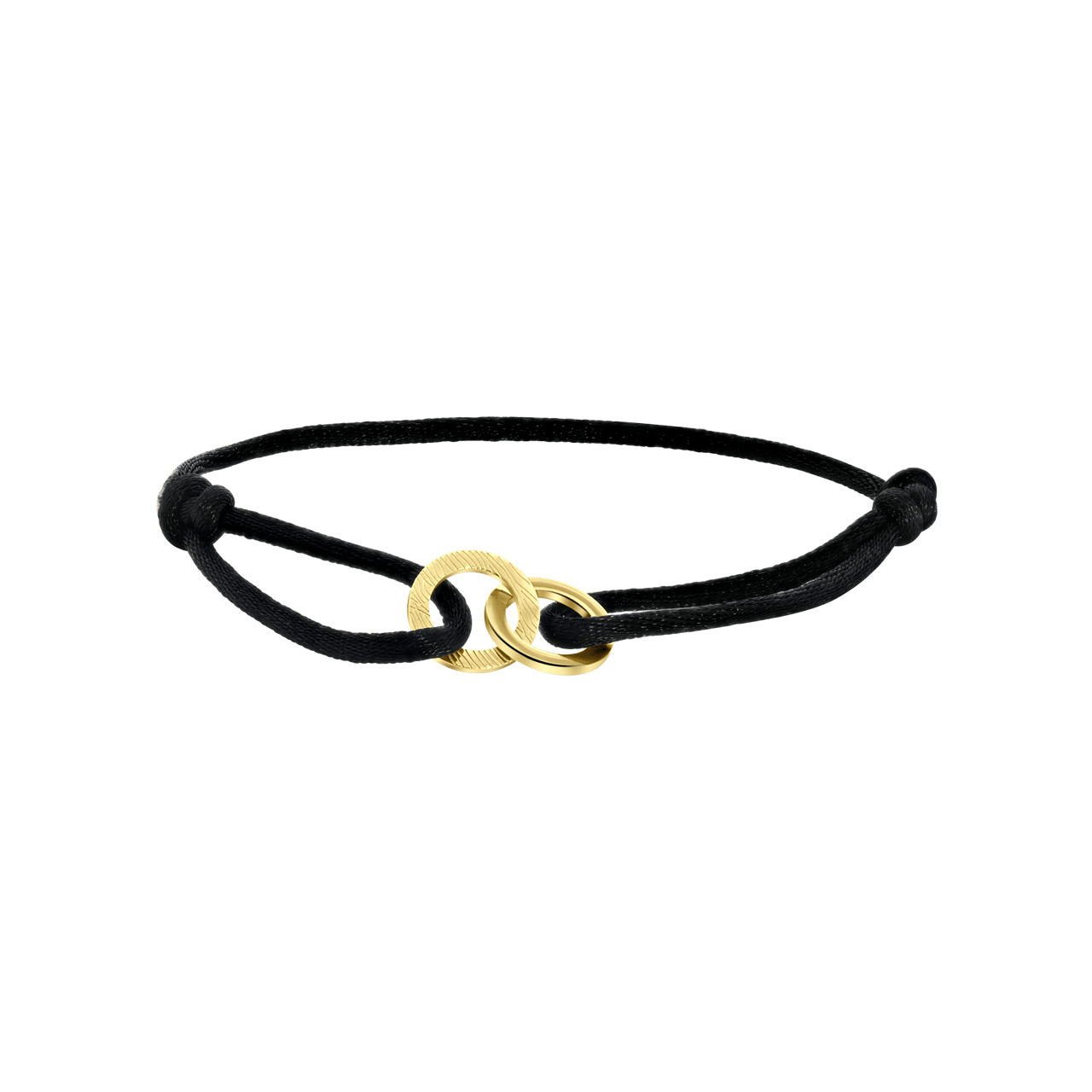 Stalen goldplated satijnen koordarmband eternity