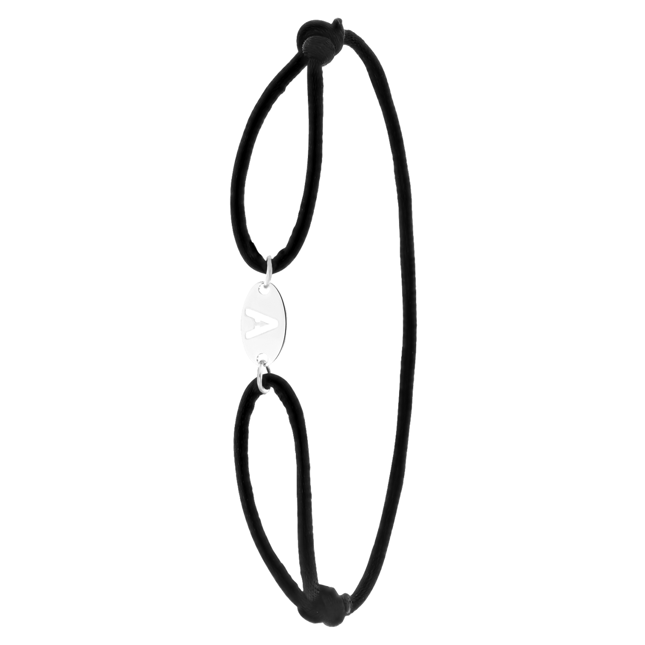 Stainless steel satijnen koordarmband initial