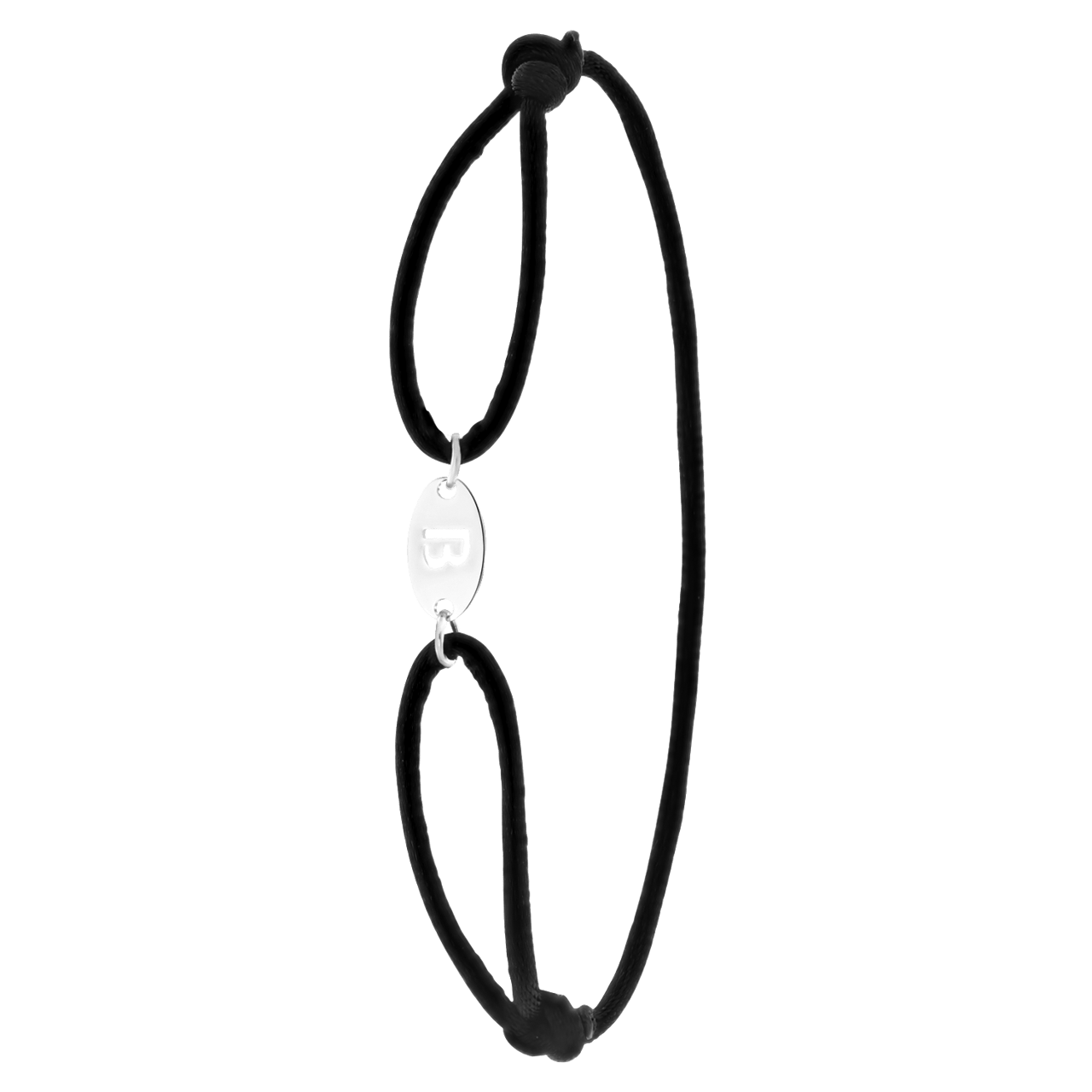 Stalen satijnen koordarmband initial