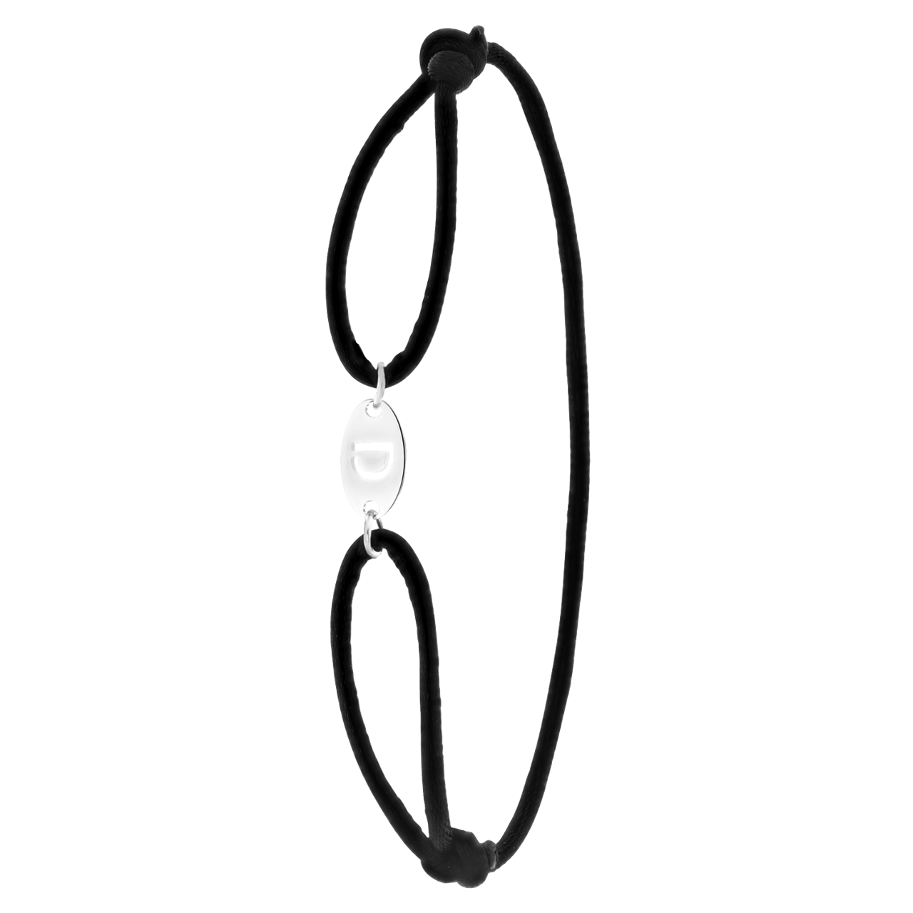 Stalen satijnen koordarmband initial