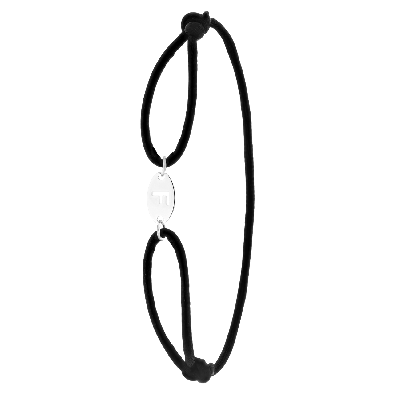 Stalen satijnen koordarmband initial