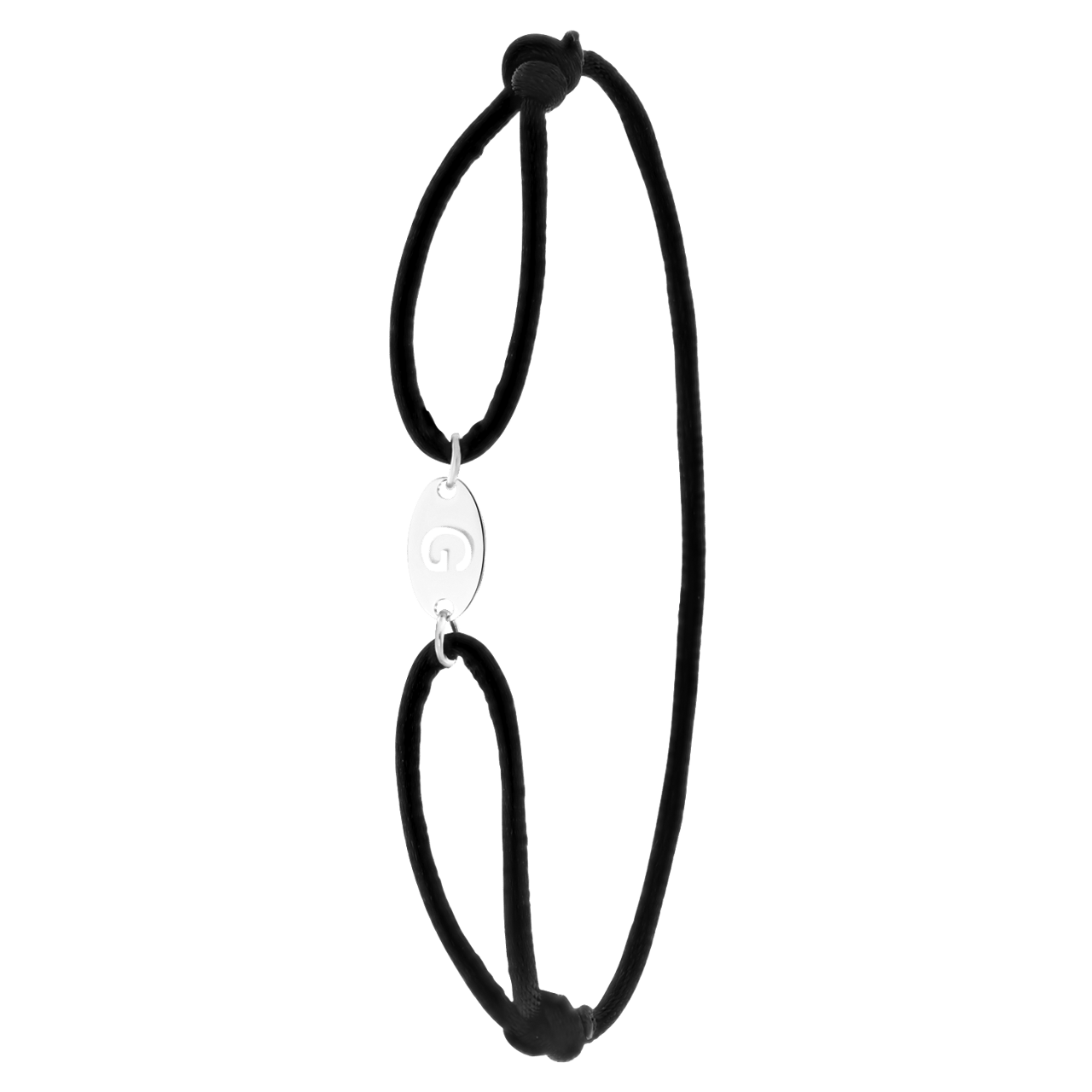 Stalen satijnen koordarmband initial