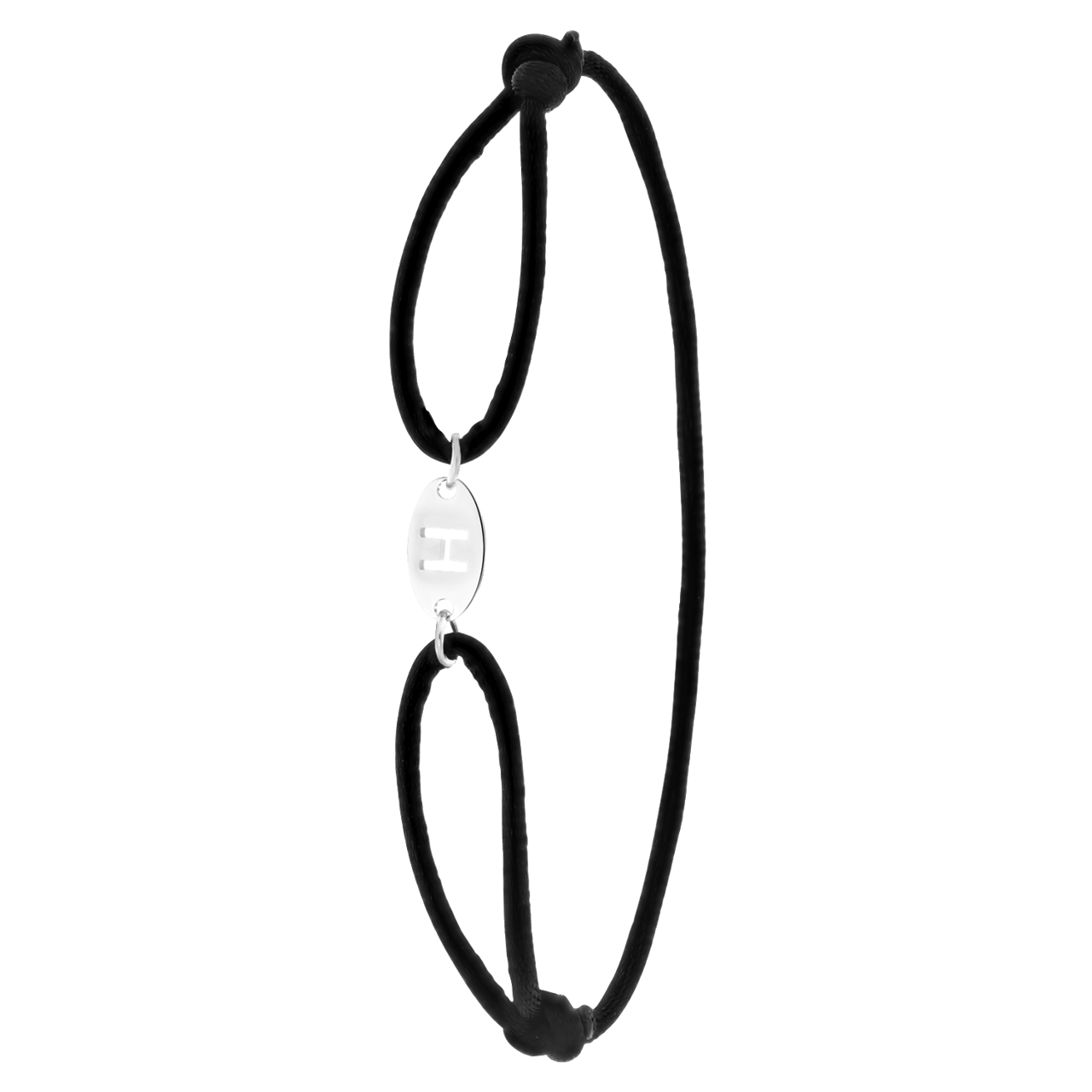 Stainless steel satijnen koordarmband initial