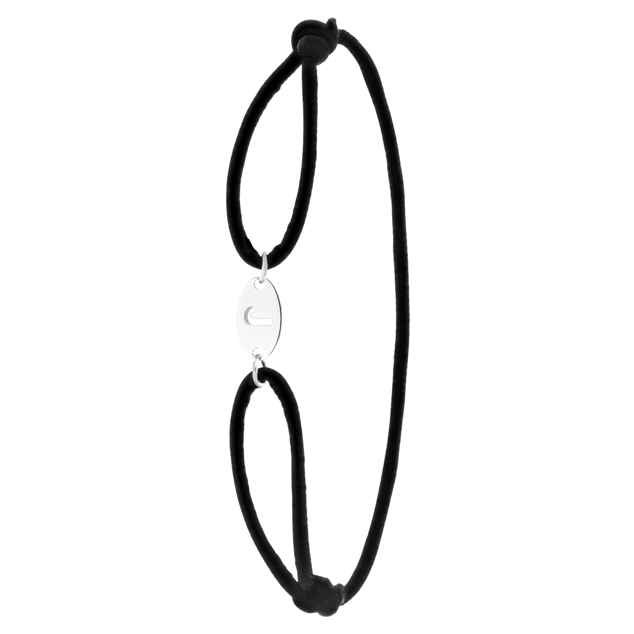 Stalen satijnen koordarmband initial