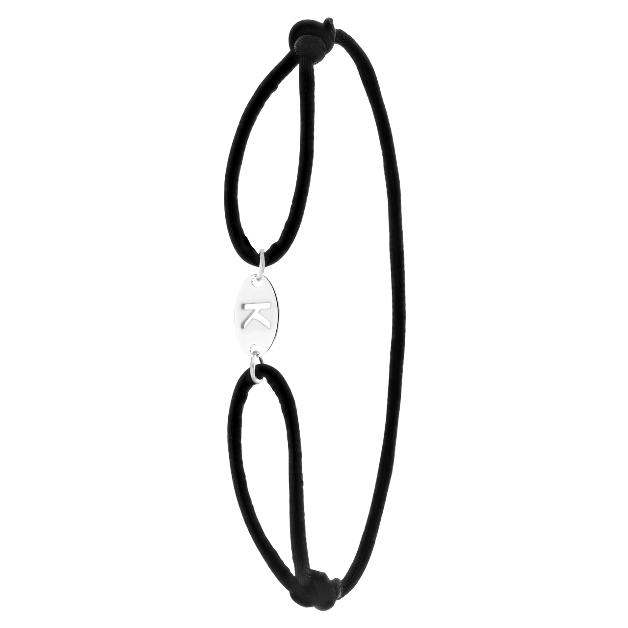 Stalen satijnen koordarmband initial