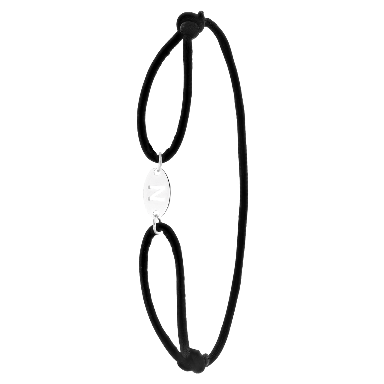 Stalen satijnen koordarmband initial