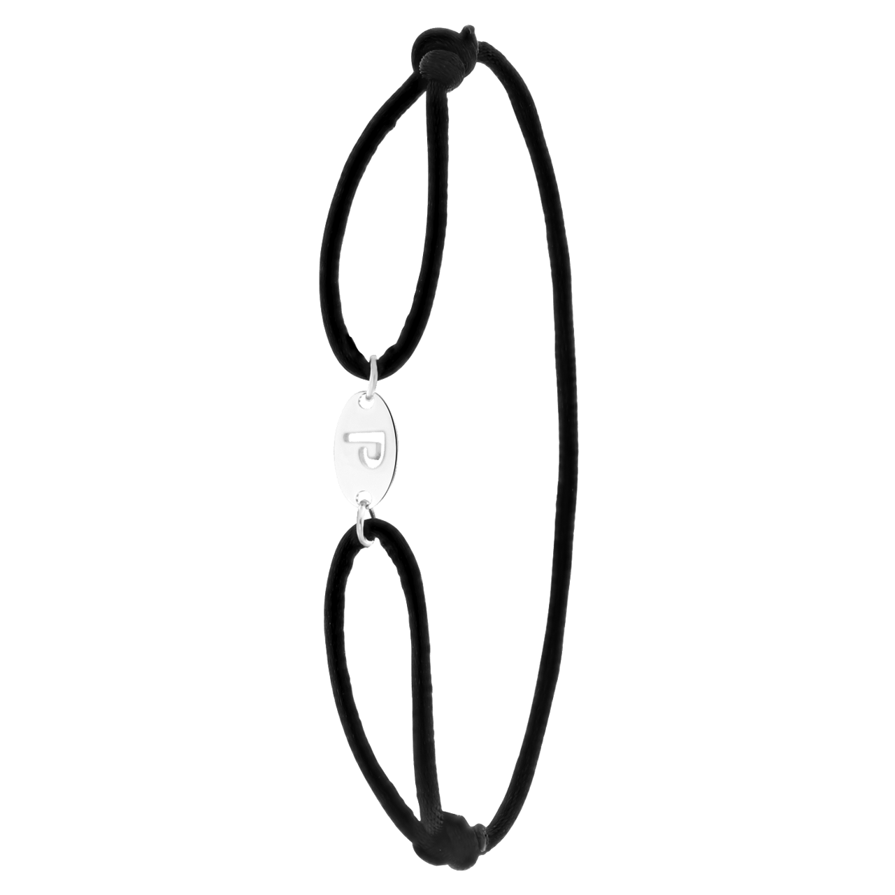 Stalen satijnen koordarmband initial